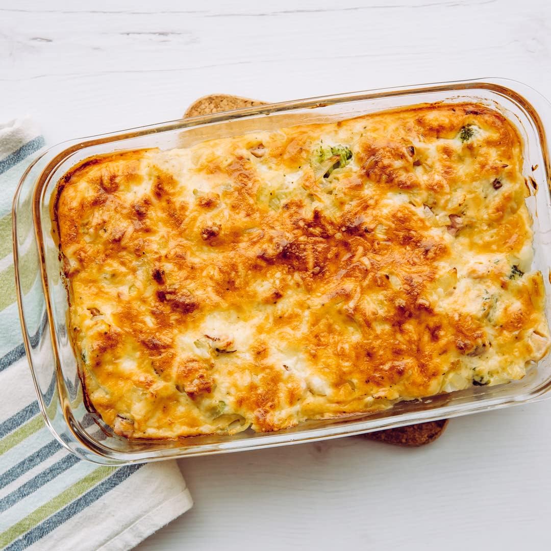 Moss & Stone Glass casserole Dish Made by Borosilicate Glass, 10 X 6.5 Inch Durable Bakeware Dish Oven Safe & Microwave Safe, Clear Glass Rectangular Baking Pan (1 Pcs & Stand)