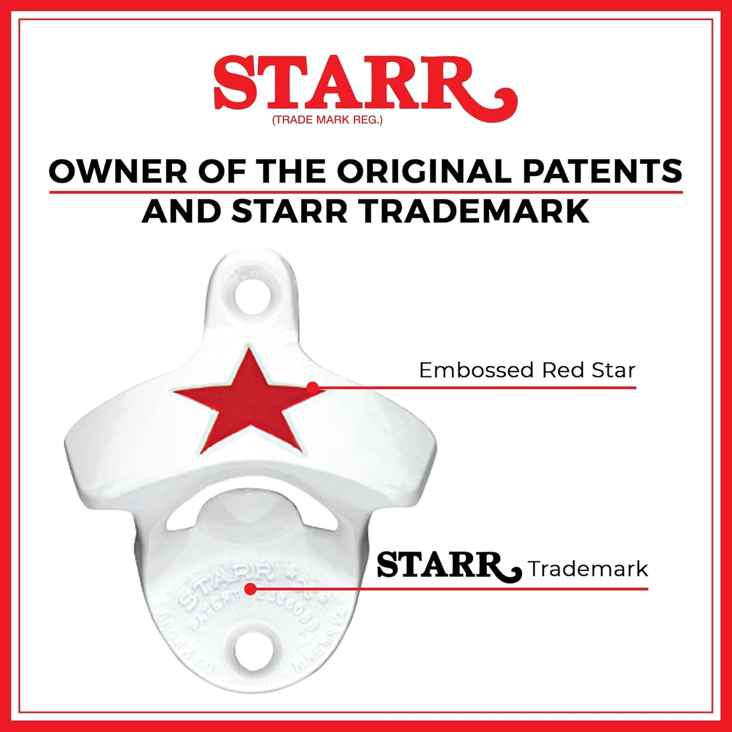 STARR "X" Fireman Shield Wall Mounted Bottle Opener | Heavy-Duty Bottle Opener Wall Mounted for Home Bar, Man Cave, and Patio | Easy Cap Removal, Red