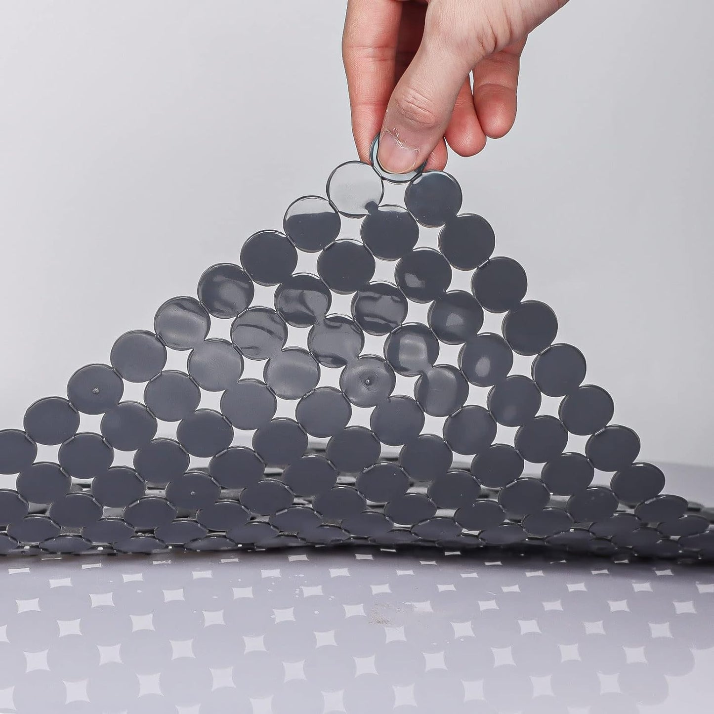 Qulable 2Pack Kitchen Sink Mat for Stainless Steel/Ceramic Sinks, PVC Eco-friendly Protectors for Bottom of Kitchen Sink, Adjustable, Fast Draining, Dots Design, 11.8x15.7 (Solid Gray)