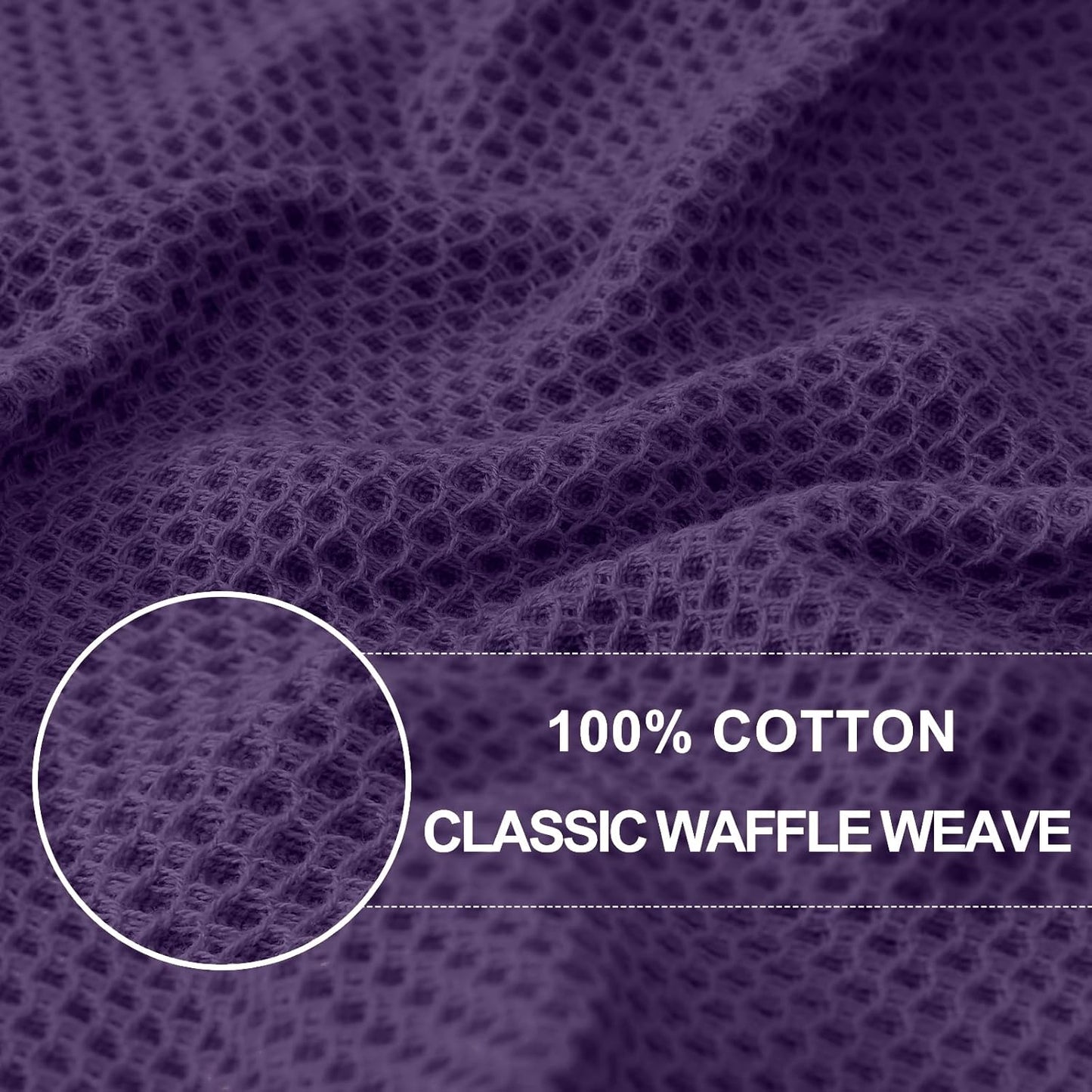 Homaxy 100% Cotton Waffle Weave Kitchen Dish Cloths, Ultra Soft Absorbent Quick Drying Dish Towels, 12 x 12 Inches, 8-Pack, Eggplant