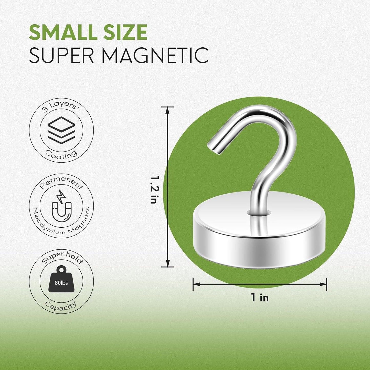 Neosmuk Magnetic Hooks, Cruise Ship Essentials, 80lb+ Heavy Duty Magnetic Hooks for Cruise Cabins, Refrigerator, Grill, Hanging, and Travel | Extra Strong Must-Haves Magnet Hook,Silver