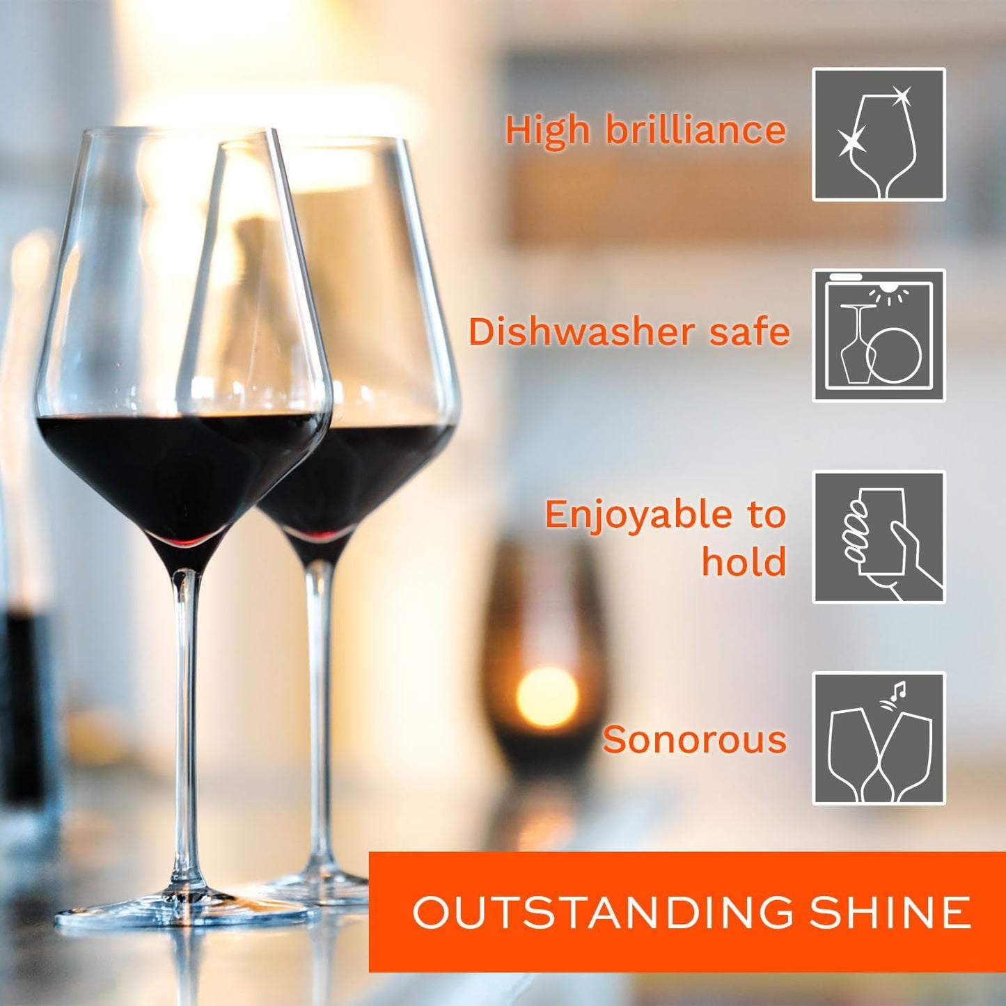 Stölzle Lausitz Bordeaux Red Wine Glasses 4 Set (QUATROPHIL). Dishwasher Safe Crystal Red Wine Glasses Set of 4 (22.75oz) Durable Crystal Wine Glasses Set of 4 - Genuine Stölzle Wine Glass Set