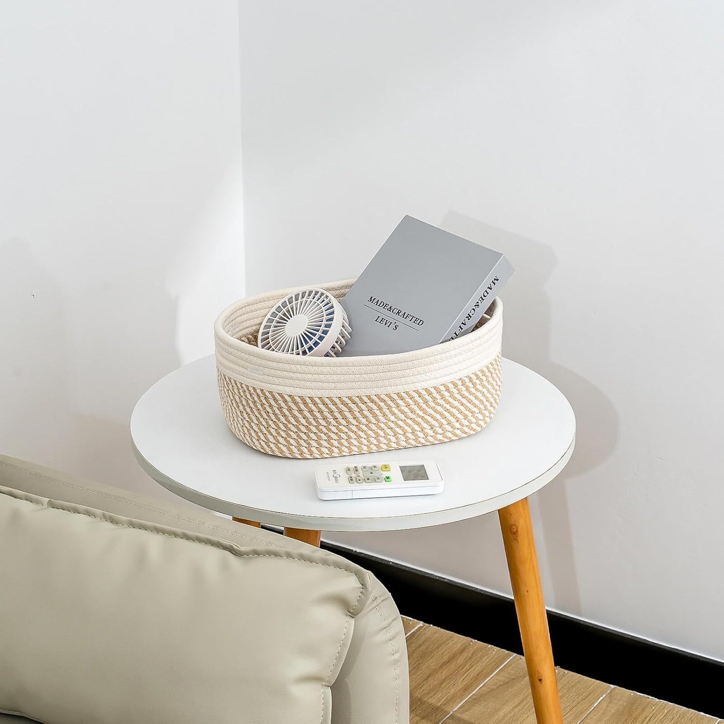 CubesLand Small Storage Baskets for Shelves, Closet Organization Storage Bins Empty Gift Basket 3 Packs Baby Nursery Woven Baskets for Organizing, Rectangular Clothes Closet Shelves Baskets