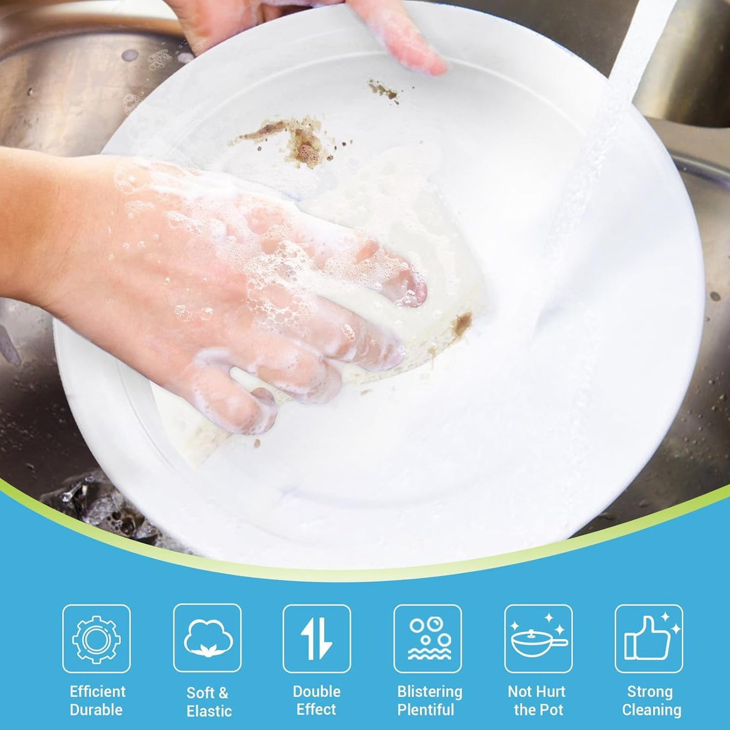 AIDEA Non-Scratch Scrub Sponge-24Count, Sponges Kitchen, Natural Sponge for Non-Stick Cookware, Cellulose Sponges for Dishes, Cleaning Power for Kitchen, Bathroom, Household