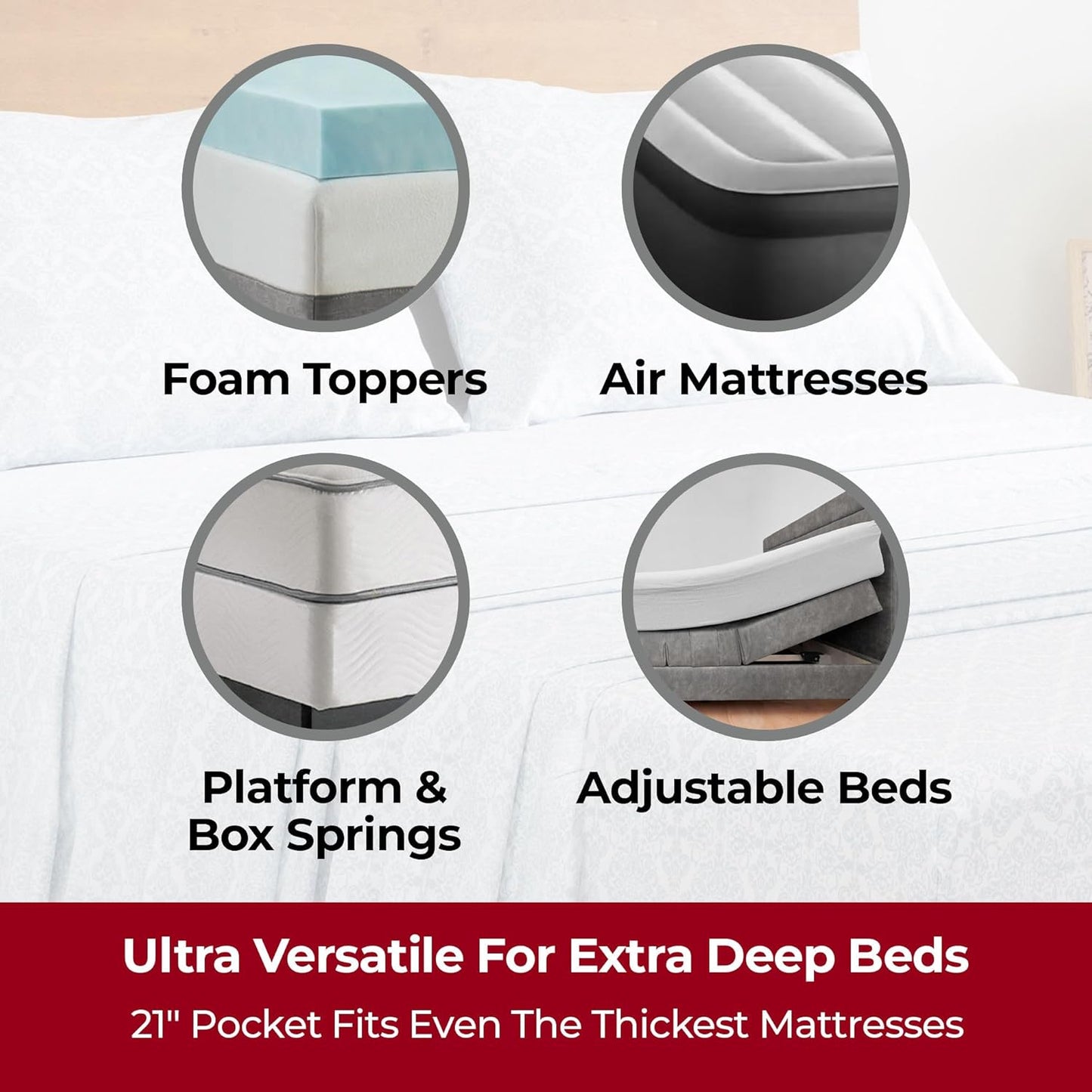 Mellanni Extra Deep California King Sheets - 4 PC Iconic Collection Bedding - Luxury, Ultra Soft, Cooling Bed Sheets - Wrinkle, Fade, Stain Resistant (Cal King, Laced Sky Blue)