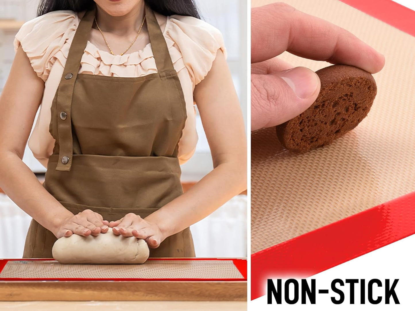 Zulay Kitchen (2 Pack) Silicone Baking Mat Sheet Set - Reusable Baking Mat Nonstick - Half Sheet Baking Mat For Oven - 16.5" x 11.6" (Red)