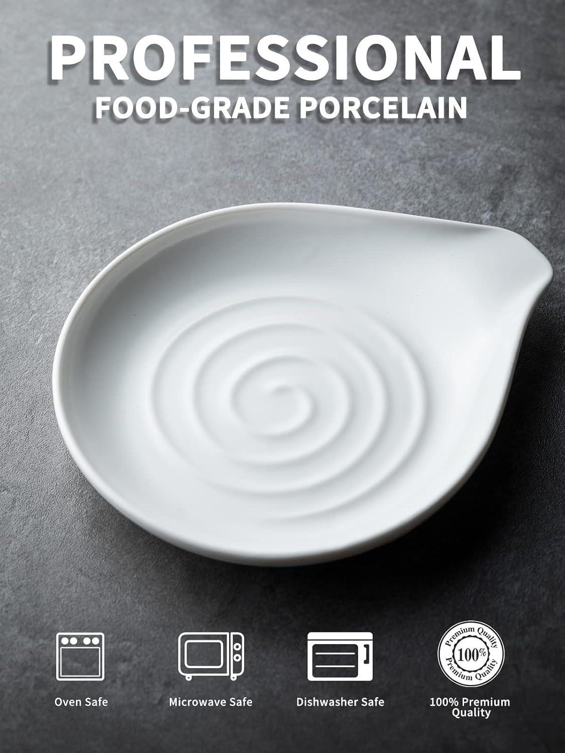 Ceramic Spoon Rest for Kitchen Countertop Porcelain Spoon Holder for Stove Top Large Holder for Spatula, Spoons or Tongs, Framhouse Decor, White