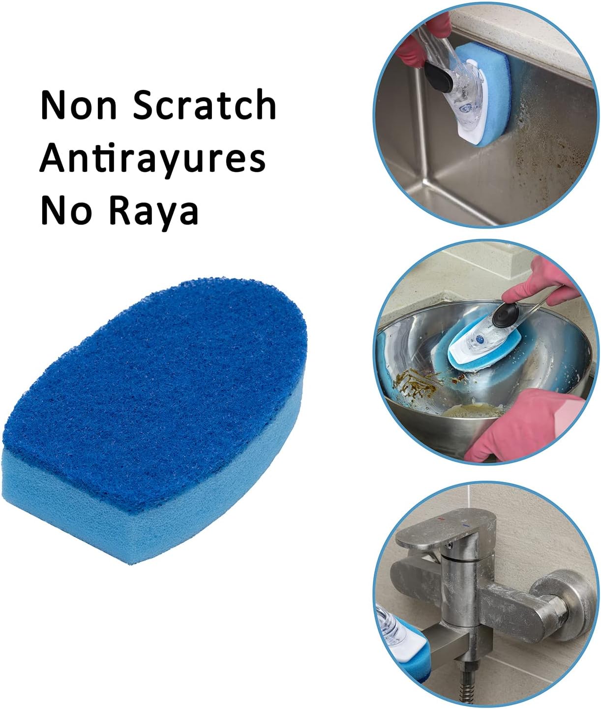 Dish Wand & 7 Pack Dishwashing Sponge Refills Non Scratch,dishwashing Sponge with Handle,Cleaning sponges for Household use