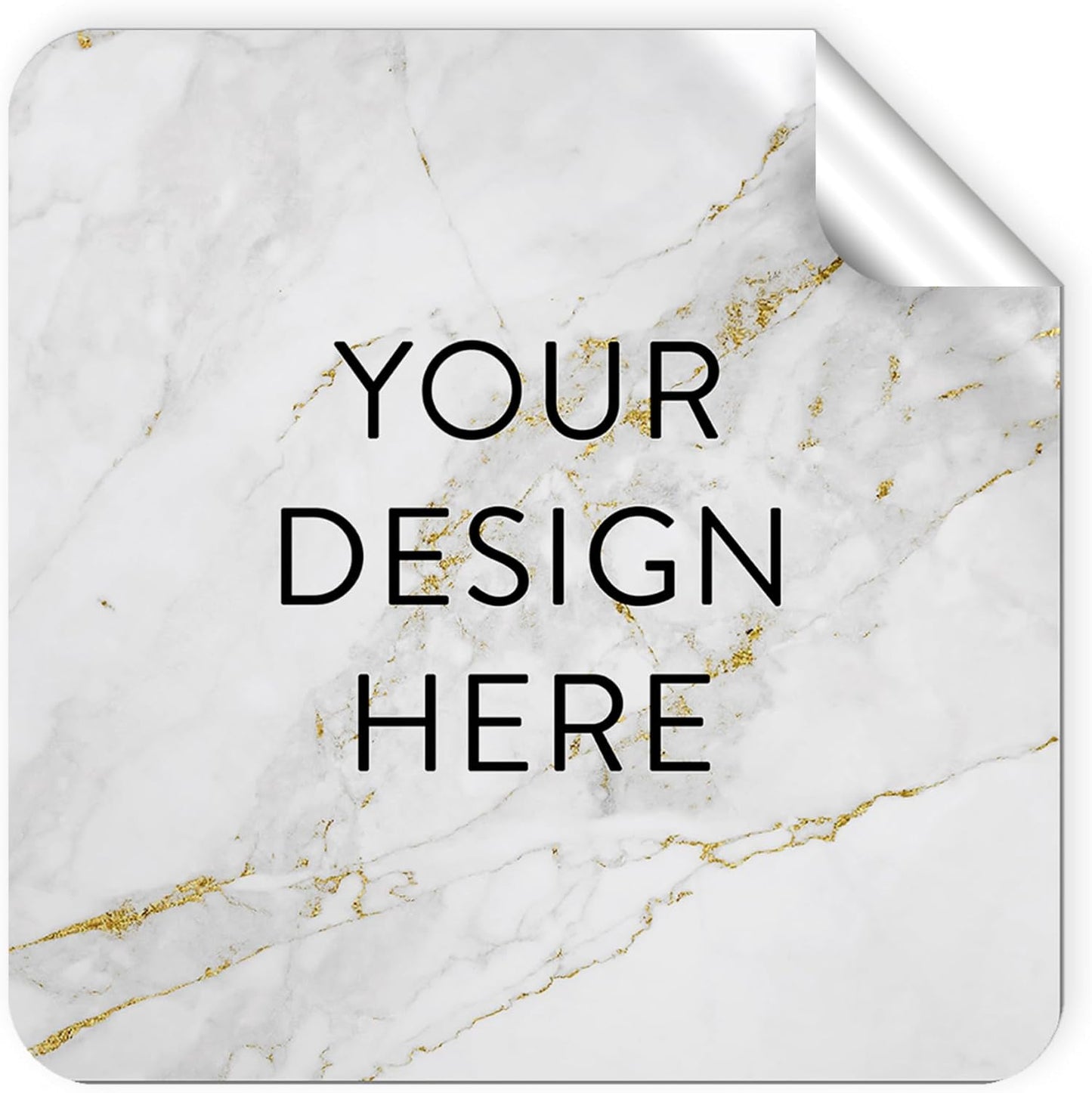 100 Custom Vinyl Stickers - Upload Your own Image, Text, Design, Logo - Personalized Logo Labels for Handmade, Packaging, Bottle, Jars, Candle, Brand Stickers (Gold Marble, 2x2 Square)