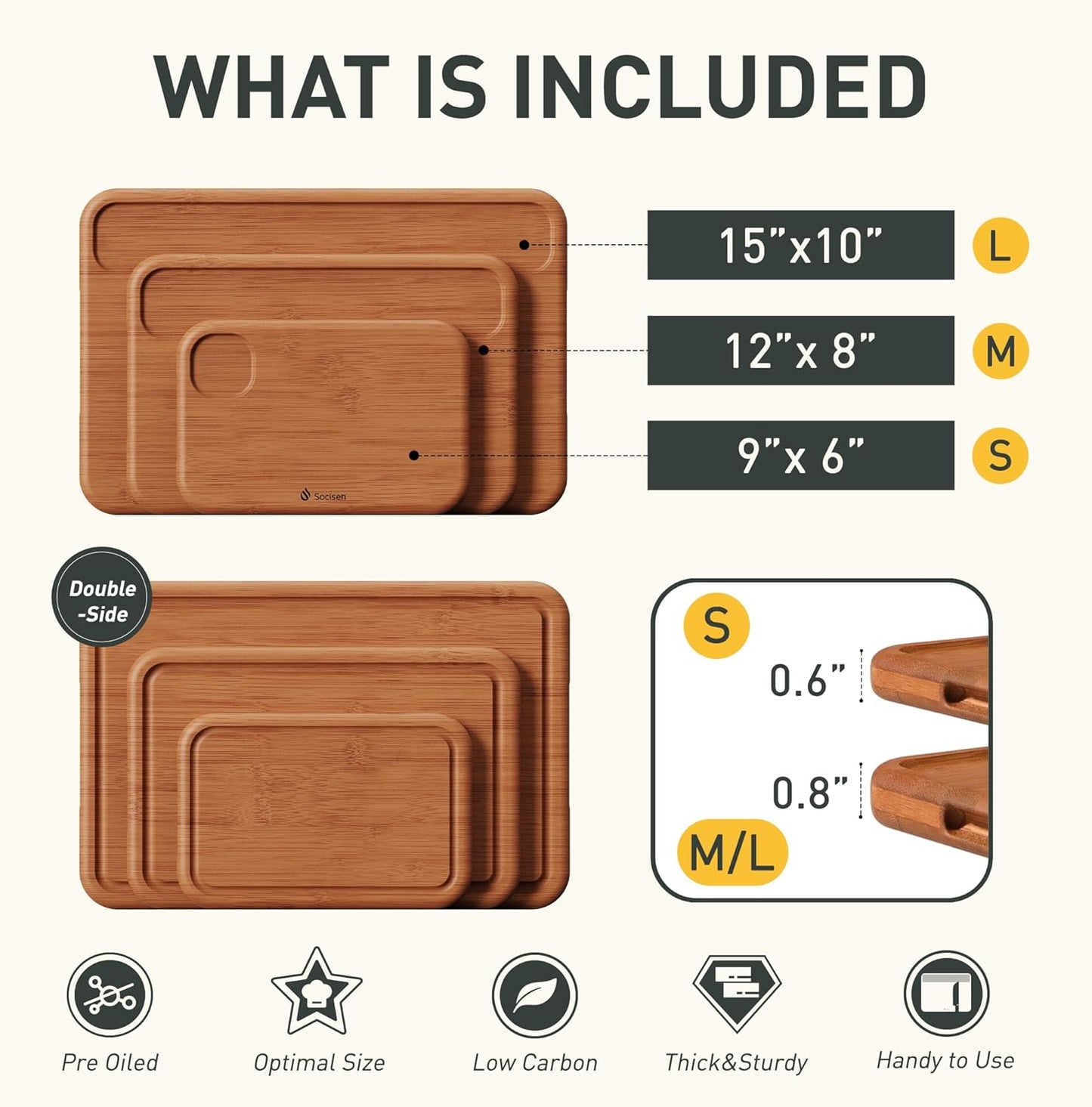 3 Packs Bamboo Cutting Board Set Non Toxic Wood Cutting Boards for Kitchen Nice Solid Thick Wood Juice Groove Chopping Board Extra Large Big Small Best Charcuterie Board for Organic Vegetable Meat