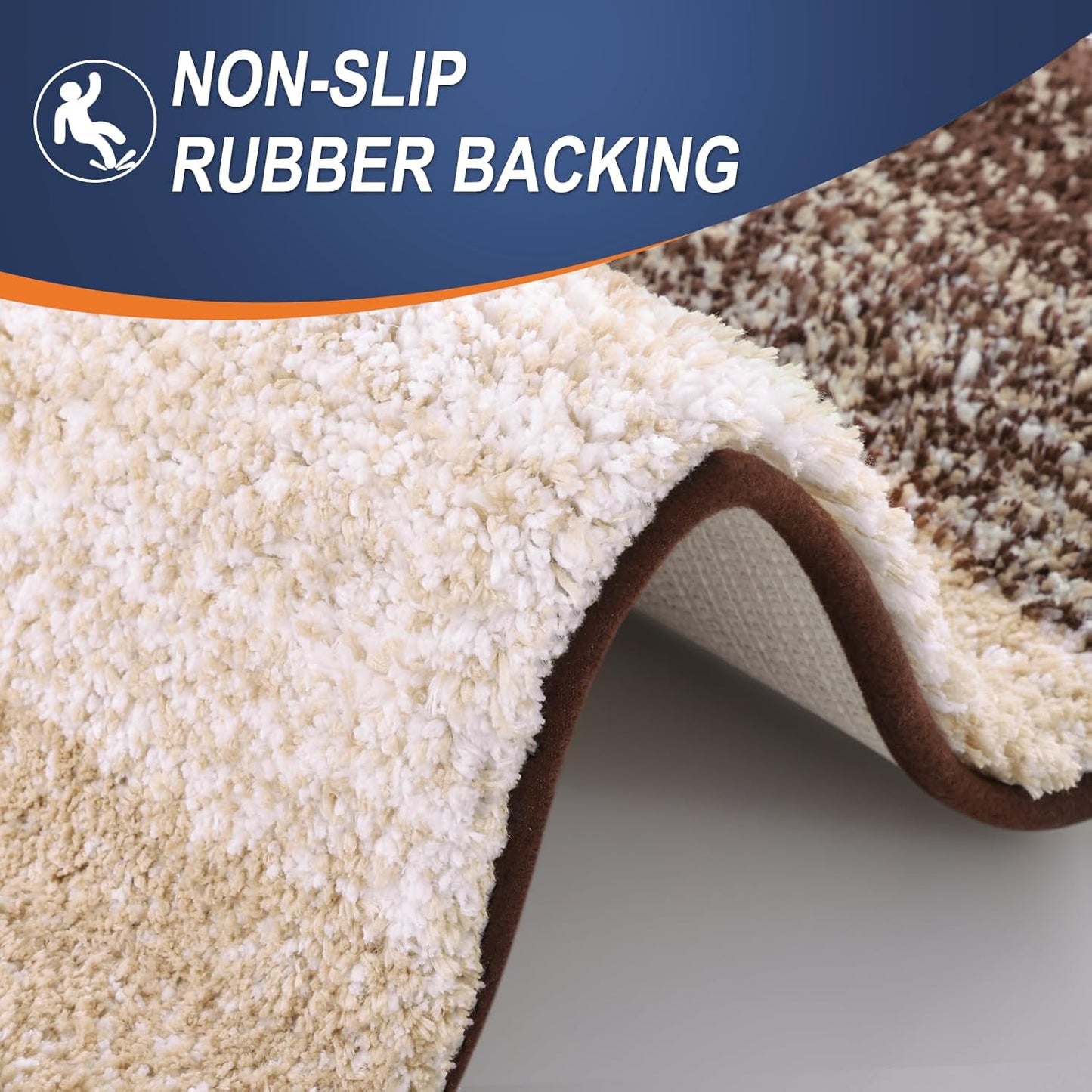 OLANLY Bathroom Runner Rugs 47x17, Extra Soft Absorbent Microfiber Bath Rugs, Rubber Backing, Quick Dry, Machine Washable Bath Mats for Bathroom Floor, Tub and Shower, Home Decor Accessories, Brown