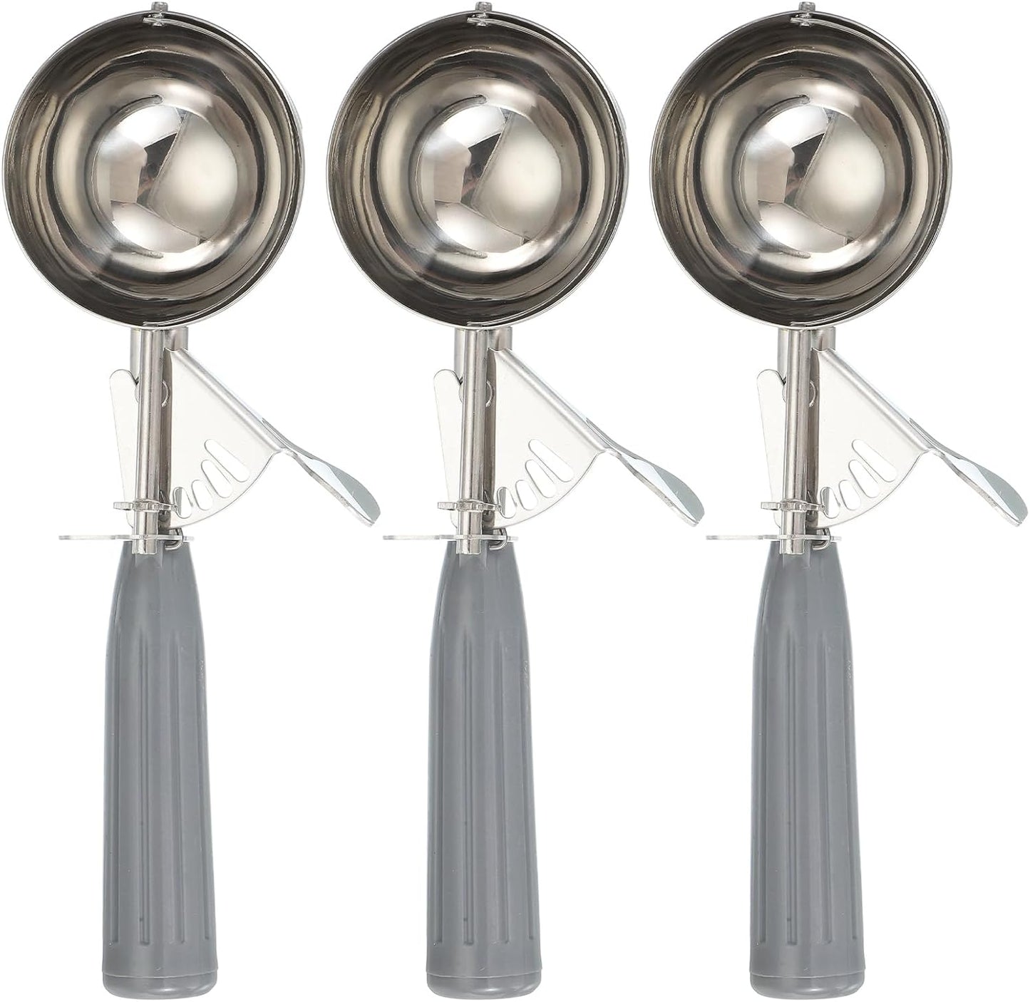 uxcell 3 Pcs Cookie Scoops, Ice Cream Scoop with Trigger for Baking Cookie Dough Rice Pudding Kitchen Gadget, Gray