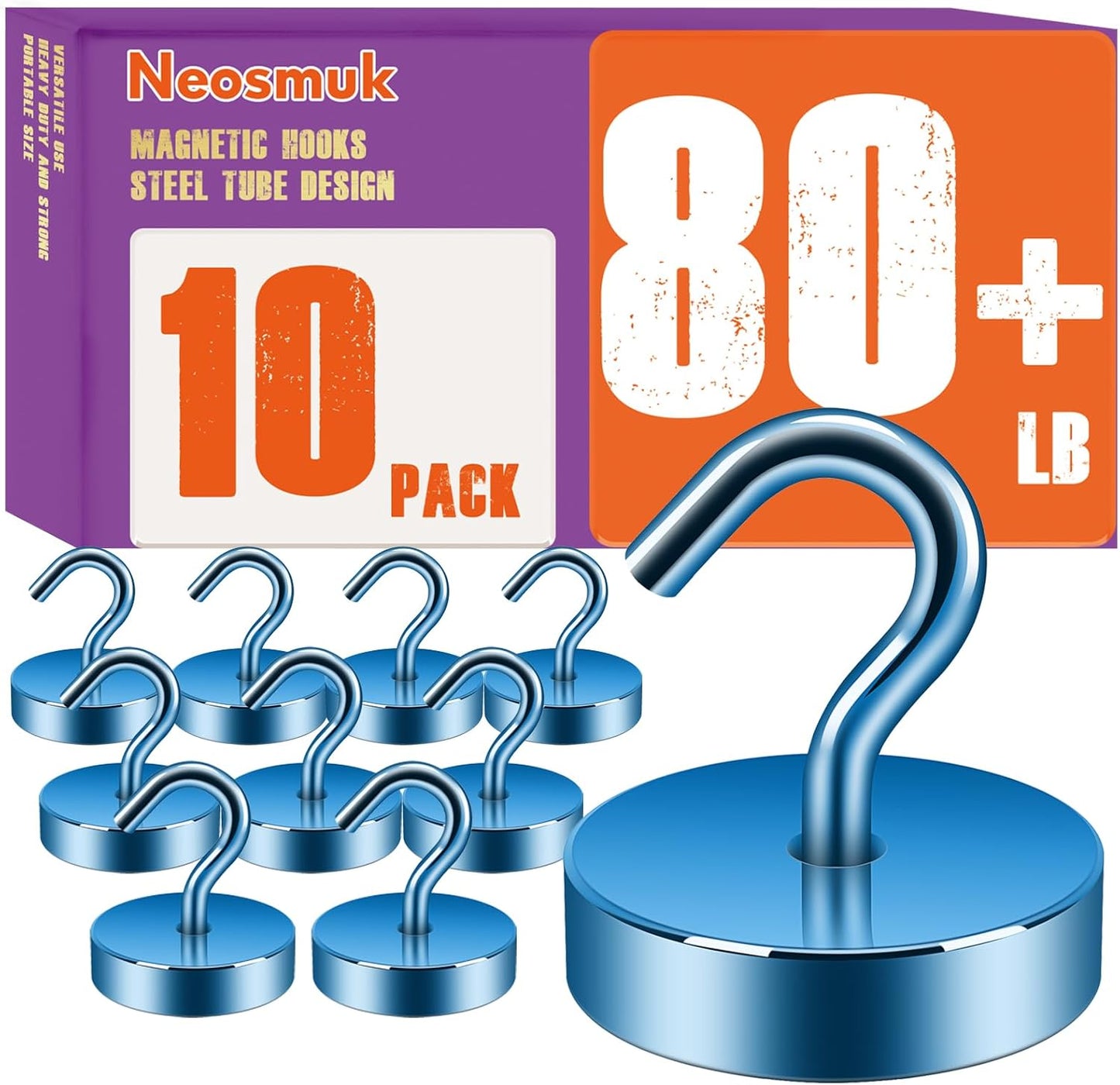 Neosmuk Magnetic Hooks, Cruise Ship Essentials, 80lb+ Heavy Duty Magnetic Hooks for Cruise Cabins, Refrigerator, Grill, Hanging, and Travel | Extra Strong Must-Haves Magnet Hook,RoyalBlue