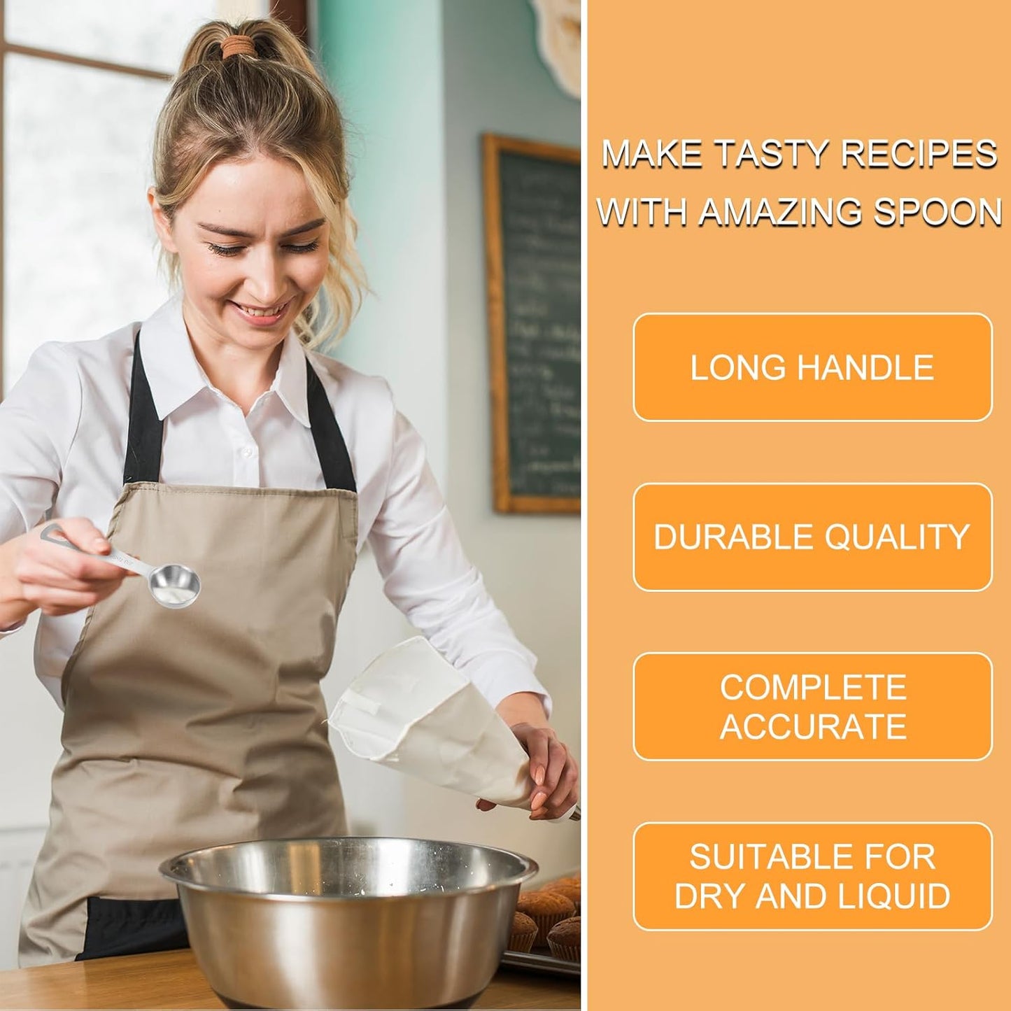 2 PCS 2/3 Tbsp (1 2/3 tsp | 10 ml | 10 cc) Measuring Spoons, Tablespoon Measuring Spoon, Stainless Steel Measuring Spoon for Kitchen Cooking Spoons(Silver)