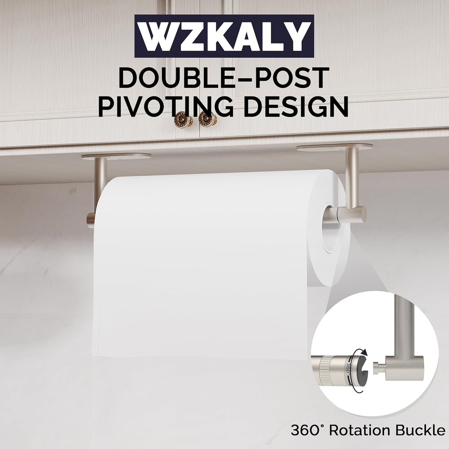 Paper Towel Holder Under Cabinet, Self Adhesive or Wall Mounted SUS304 Stainless Steel Paper Towel Holder for Kitchen, Bathroom, Farmhouse, Barbecue and Laundry (Silver)