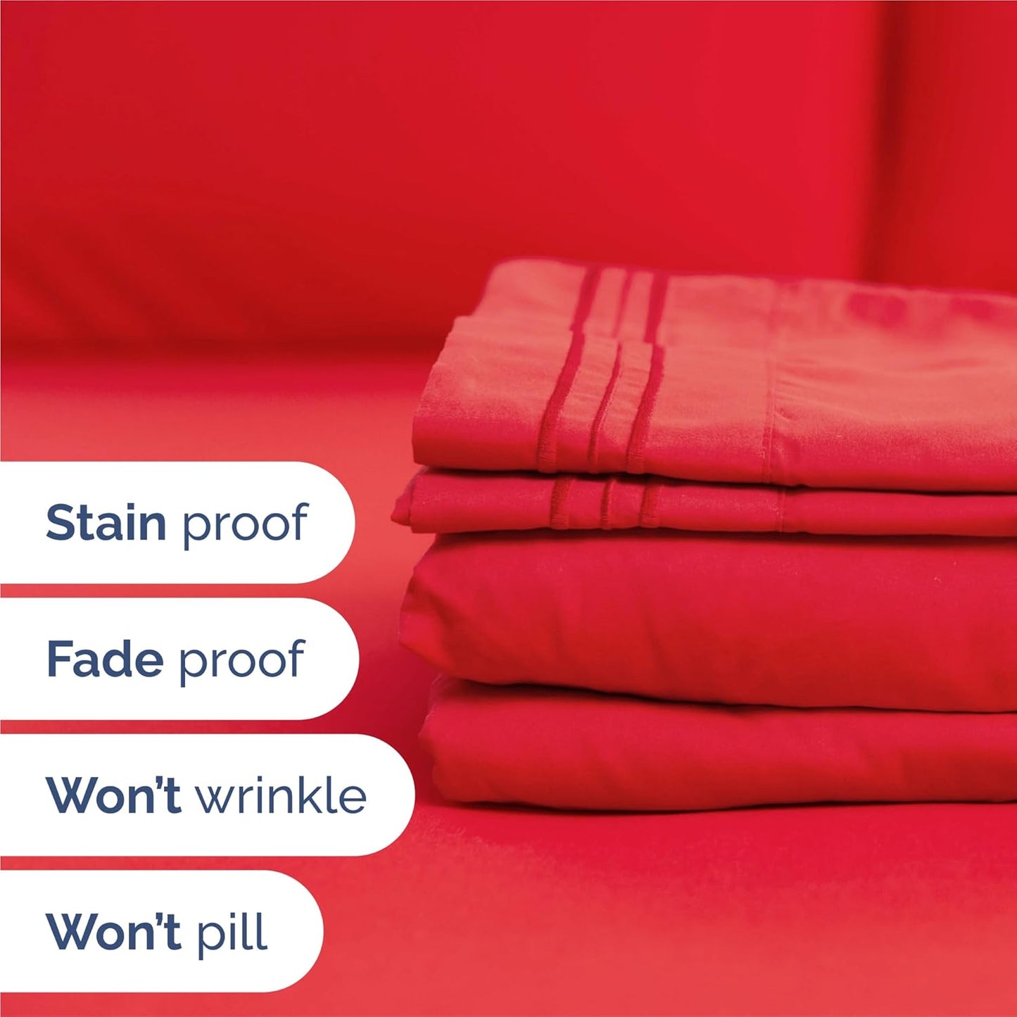 King Size 4 Piece Sheet Set - Comfy Breathable & Cooling Bed Sheets Set - Hotel Luxury Bedding for Women, Men, Kids, Teens, Boys and Girls - Deep Pockets, Ultra-Soft & Wrinkle Free - Oeko-Tex - Red