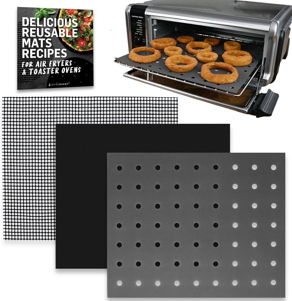 INFRAOVENS Reusable Mats Compatible with Ninja Foodi SP101 SP201 SP301 SP351, Toaster Oven Liners, Accessories for Countertop Convection Oven, Air Fryer Oven with Heat Resistant Non-Stick Liner