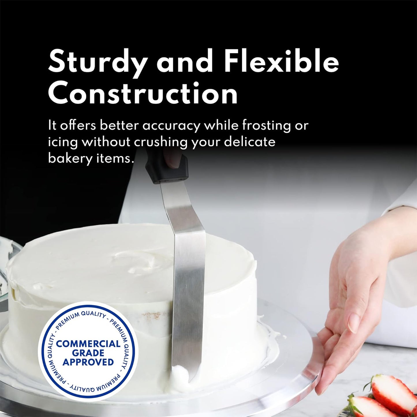 New Star Foodservice 38118 Angled Icing Spatula, 12-Inch Blade, 17-Inch Overall, Silver