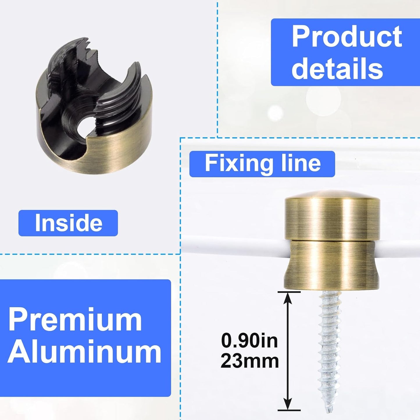 3 Sets Charger Holders for Cords, Antique Copper Color Adjustable Cable Anchor Holders, Adhesive Metal Cord Clips, Cable Management Wire Organizers for Desk, Office, Nightstand