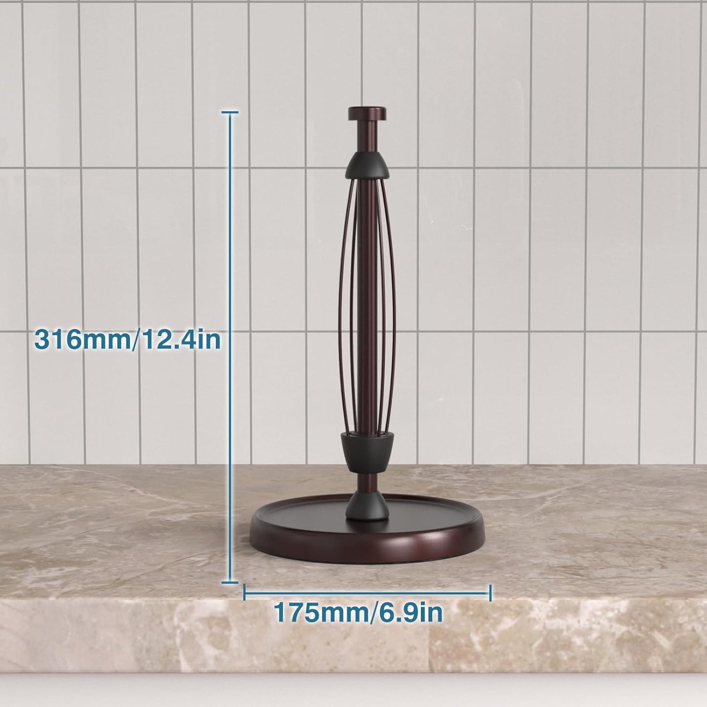 Oil Rubbed Bronze Paper Towel Holder Countertop, Bronze Kitchen Accessories Decor, Stainless Steel, Paper Towel Roll Holder Stand with Ratchet Mechanism for Kitchen Bathroom Farmhouse Essentials