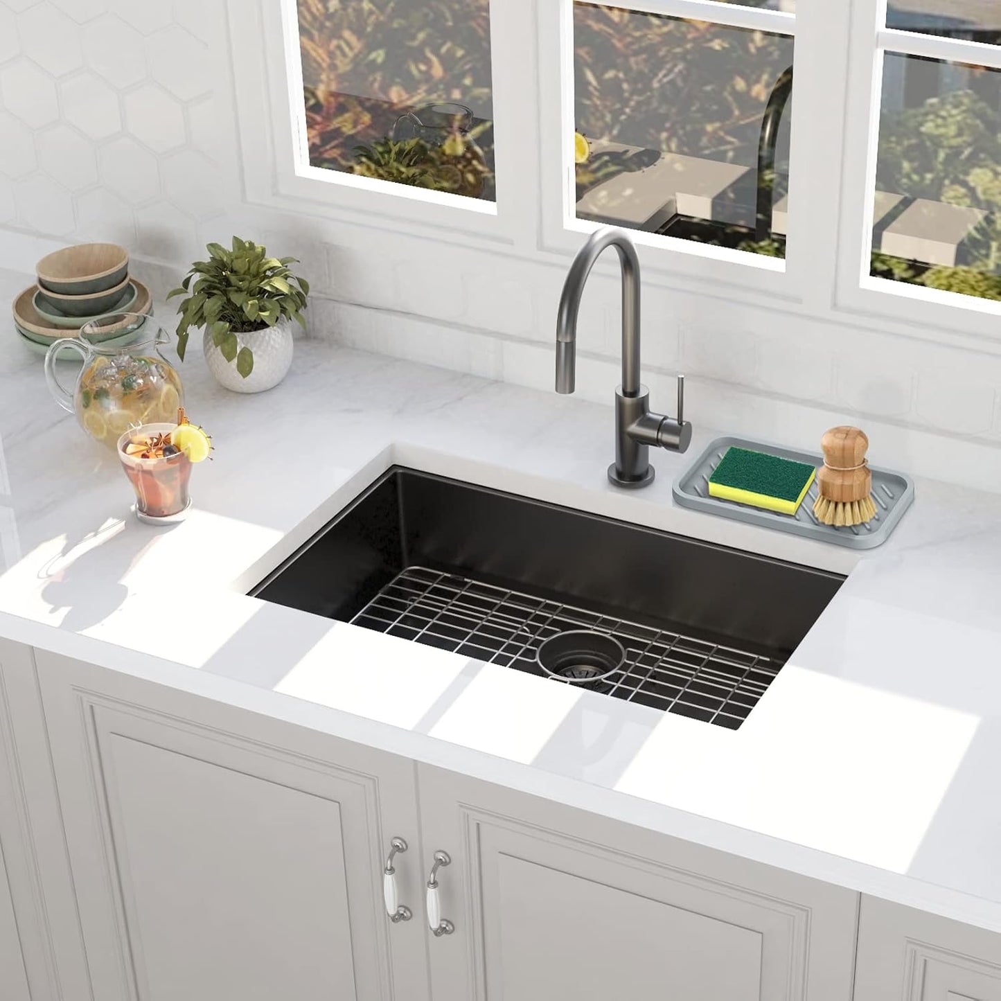 EG-SIPRO Silicone Sponge Holder-Large Thick Durable 10" Sink Organizer Tray-Kitchen & Bathroom