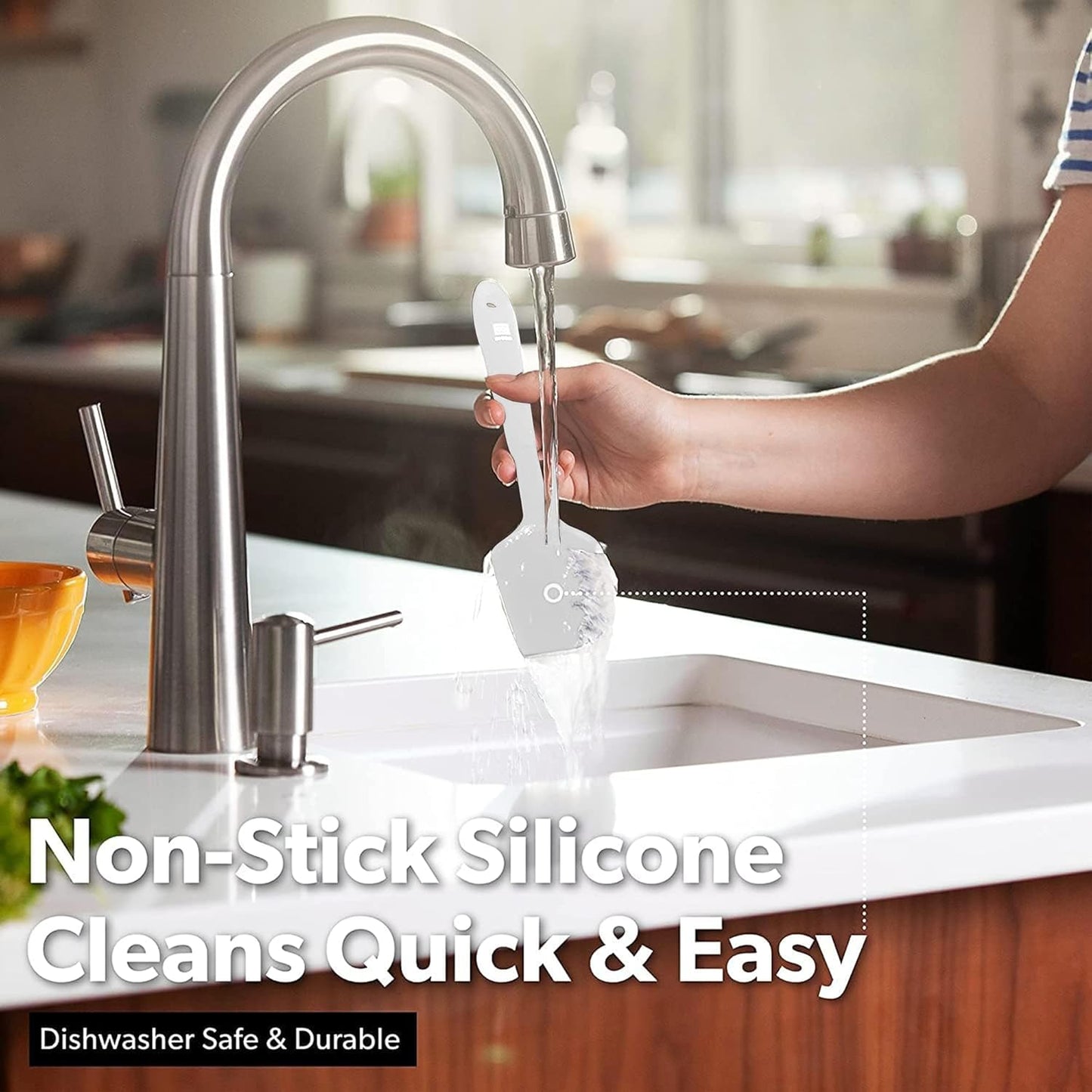 DI ORO Silicone Spatula Set - Rubber Kitchen Spatulas for Baking, Cooking, & Mixing - 600°F Heat-Resistant & BPA Free Silicone Scraper Spatulas for Nonstick Cookware - Dishwasher Safe (5pc, Stone)