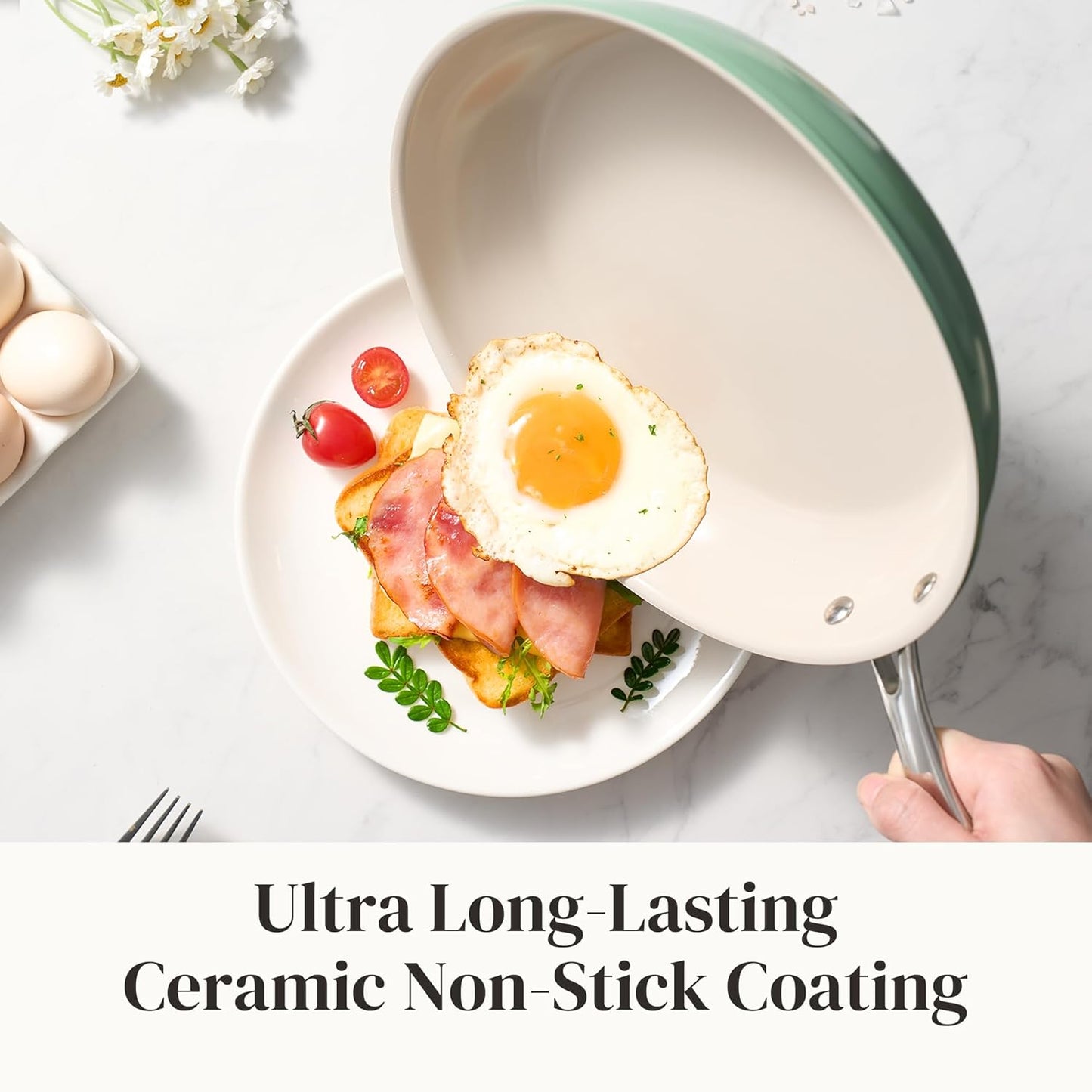 Redchef Nonstick 6-Piece Fry Pan Set, 8, 9.5, and 11 Inch Frying Pans with Tempered Glass Lids, Stay-Cool Handles, Dishwasher & Oven Safe, Induction Safe, Compatible with All Cooktops, Green