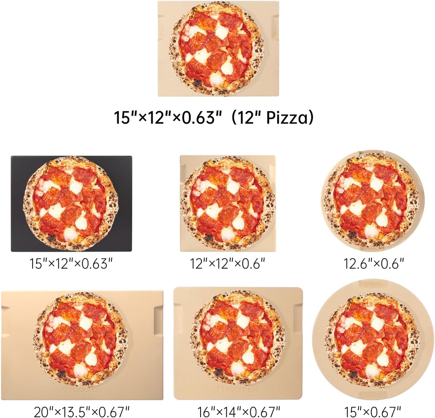 Pizza Stone Set, 15"x12" Rectangular Pizza Stone for Oven Grill BBQ with Wooden Pizza Peel & Oven Mitts, Cordierite Baking Stone for Bread, Unique Built-in 4 Handles Cooking Stone