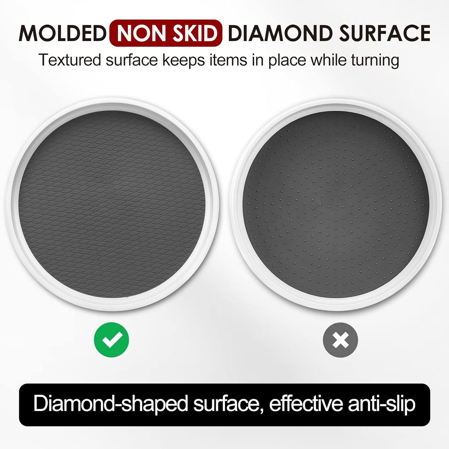 2 Set, 10 Inch Non-Skid Lazy Susan Organizers - Turntable Rack for Cabinet, Pantry Organization and Storage, Kitchen, Fridge, Bathroom Makeup Vanity Countertop, Under Sink Organizing, Spice Rack