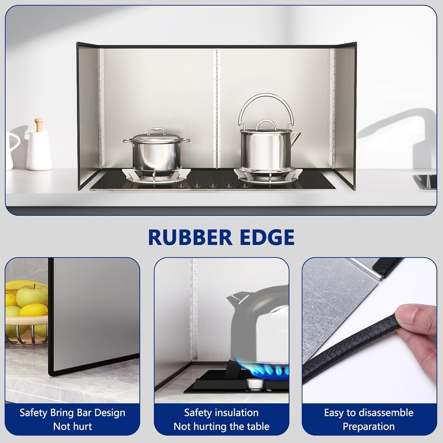 2 Pieces 2 Sided Grease Splatter Guard Foldable Splatter Guard for Stove Stainless Steel Oil Splatter Screens Backsplash for Wall Gas Range Frying Pan Camping(Size:11.8×15.7inches)