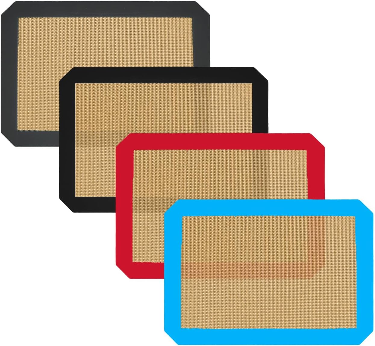 Small Silicone Baking Mats, Set of 4,11-4/5x8-1/4 Inch Quarter Sheet Size, Non Stick, BPA Free, 1/4 Baking Sheet Pan Liner for Cookies, Macaron, Bread, Pastry, Toaster (Multi Colors)