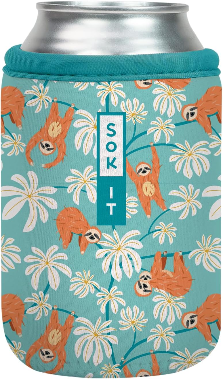 Sok It CanSok Sleeve for Beer & Soda Insulated Neoprene Cover (Slothing Around, 12oz Can Sleeve)