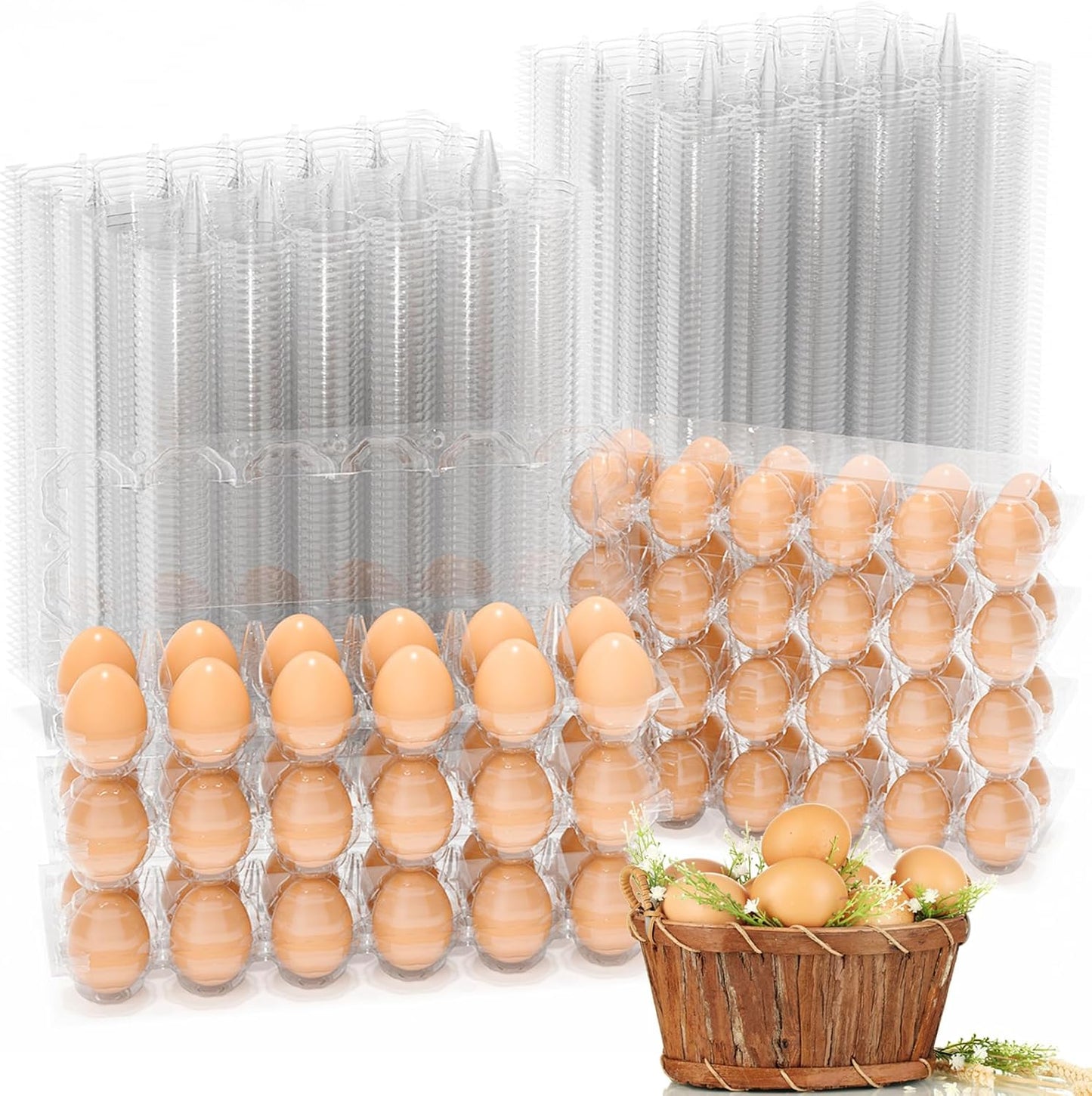 100 Pack Plastic Egg Cartons Cheap Bulk, 12 Count Clear Egg Containers for Fresh Chicken Eggs, 2x6 Grids Refrigerator Egg Trays for Refrigerator Storage, Chicken Farm, Market Display & Commercial Use