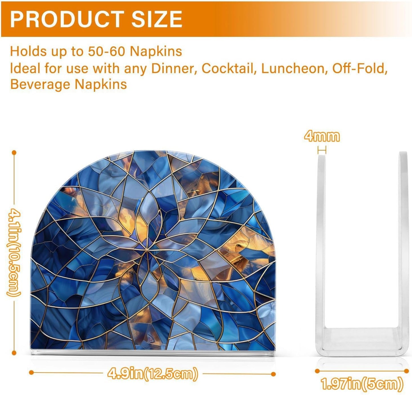 Stained Glass Geometric Pattern Napkin Holder for Table Paper Napkins Holder Acrylic Tissue Dispenser Kitchen Dining Room Bathroom Party Car Decor