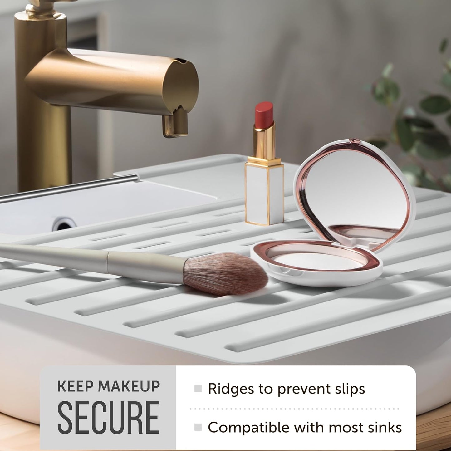 Maplefield Bathroom Sink Cover for Counter Space, Heat Resistant Silicone Sink Mat for Your Beauty Routine, Small Bathroom Space Saver Sink Cover for Makeup (Gray Large, 22 x 2 x 2 Inches)