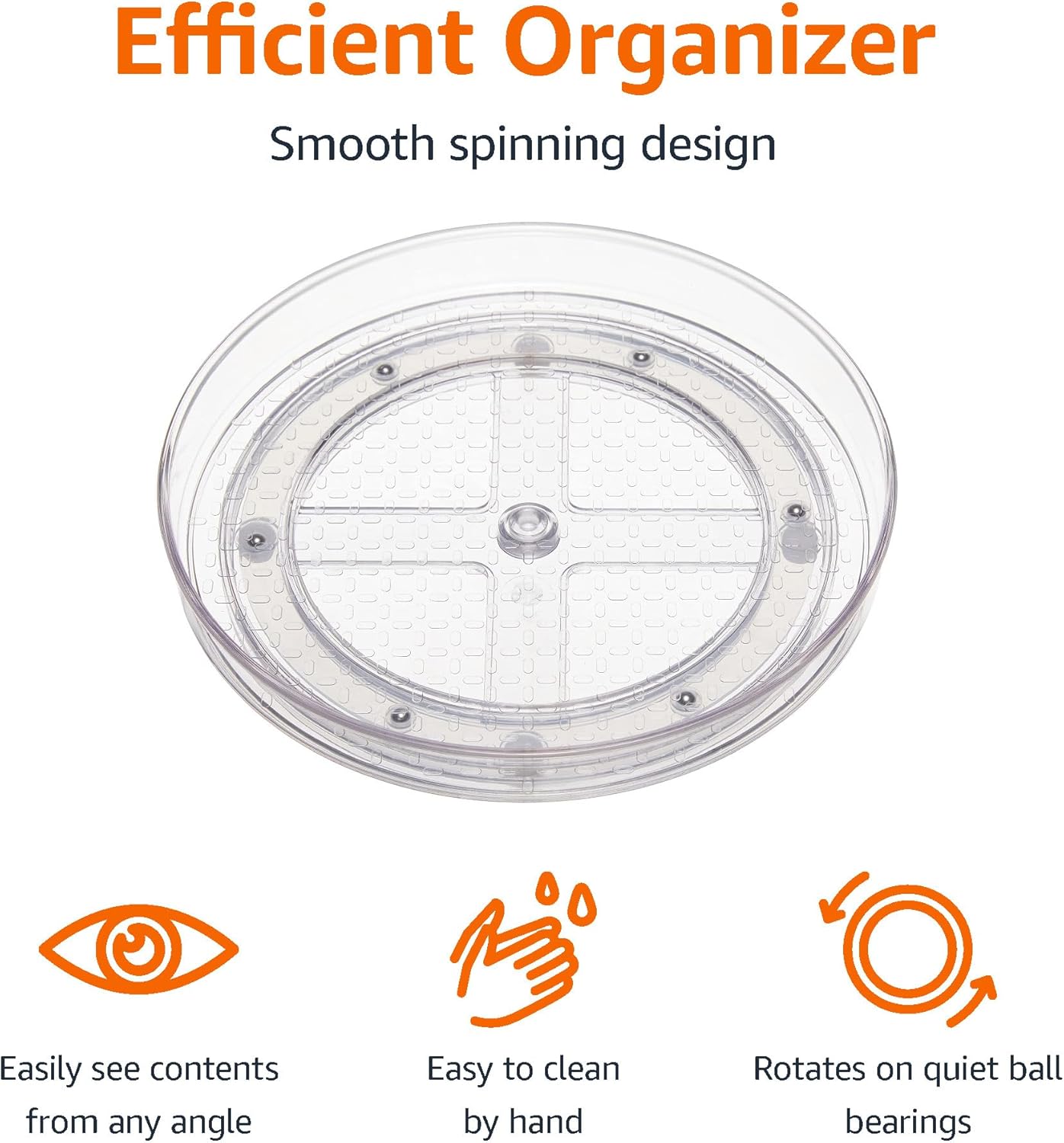 Amazon Basics 2 Tier Lazy Susan Turntable Organizer, 9" Diameter, 2-Pack, Clear