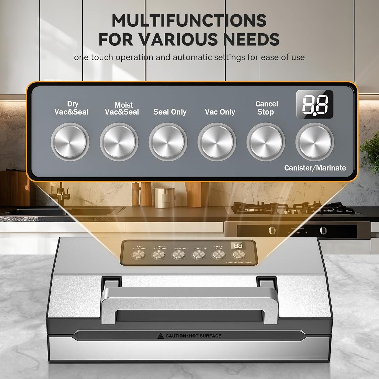 2025 Precision Food Vacuum Sealer Machine, Commercial Full Automatic Food Sealer–Powerful Dual Pump, Built-in Cutter&Bag Storage, Double Heat Seal, Food Preservation Saver, 2 Bag Rolls&Hose, Sous Vide