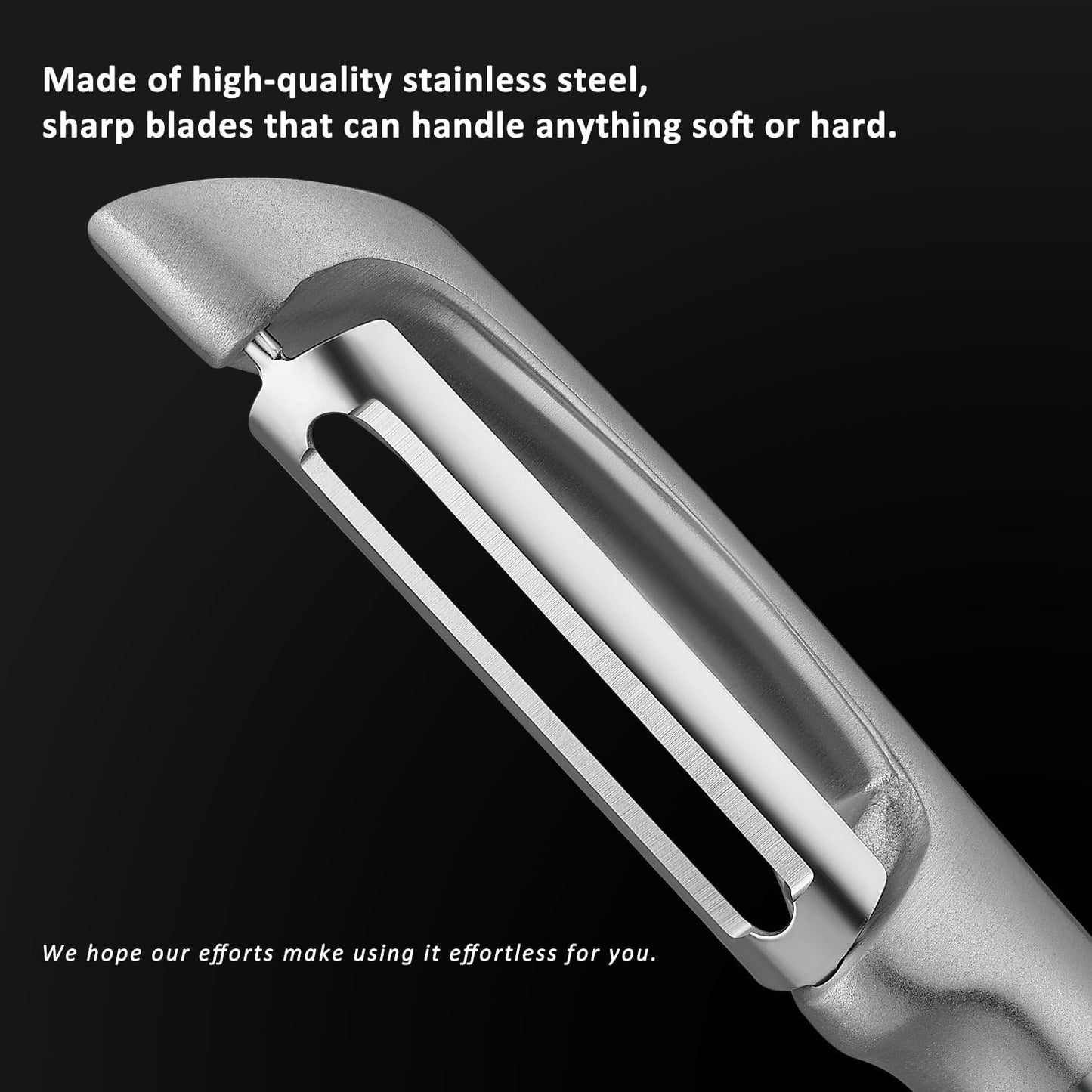 I-Type Vegetable Peeler, Silver Chrome Finish, 304 Stainless Steel Blade, Ultra Sharp Potato Peeler for Apples, Carrots, Heavy Duty Kitchen Peeler