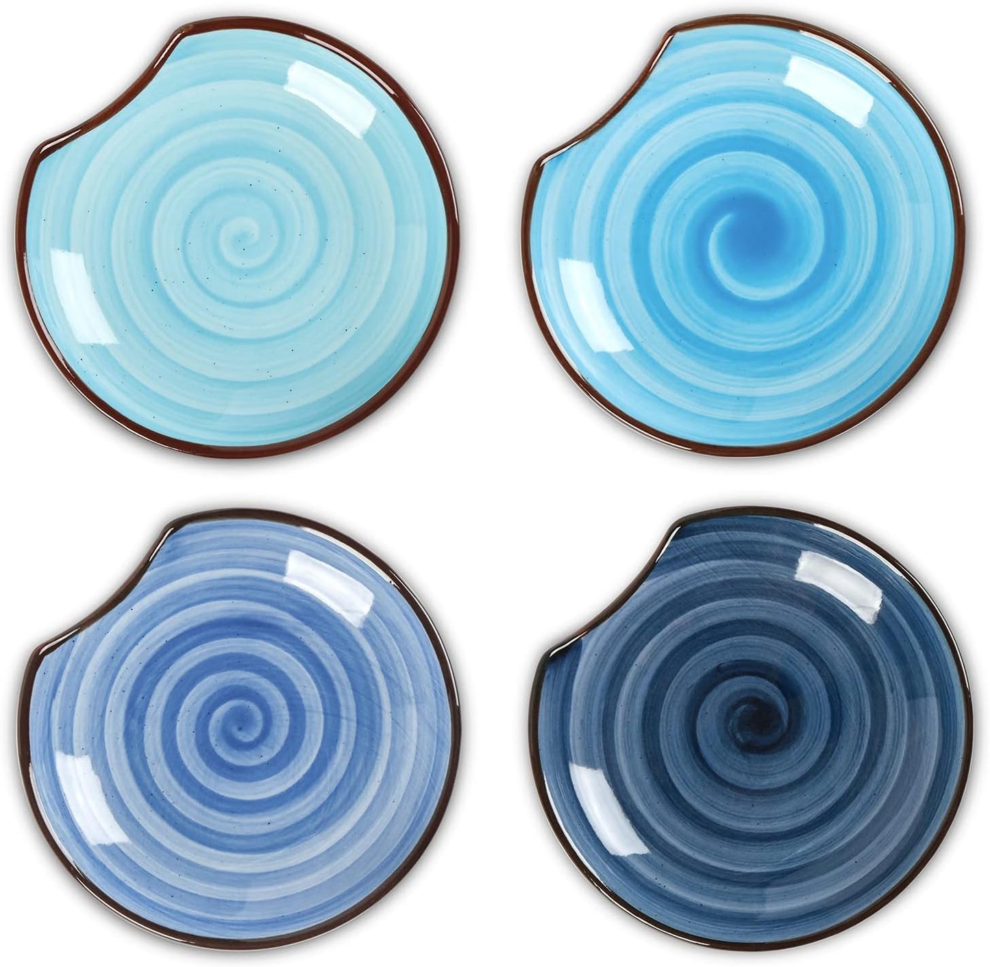 Selamica Ceramic Spoon Rest for Stove Top, 4.6 Inch Cooking Spoon Holder for Kitchen Counter, Stackable Utensil Rest Holder for Spatula, Ladles, Tong, Coffee Spoon, Set of 4, Gradient Blue