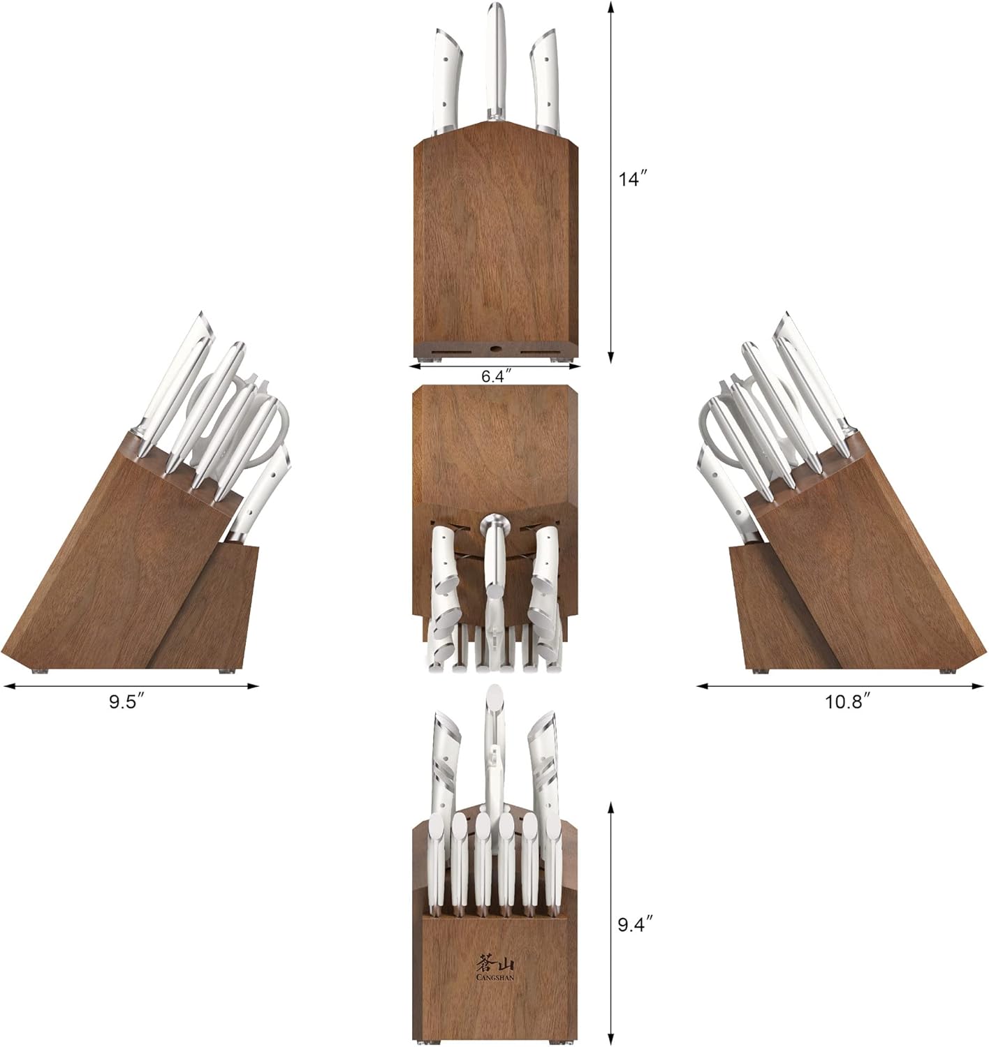 Cangshan HELENA Series German Steel Forged Knife Block Set (17-Piece, White)