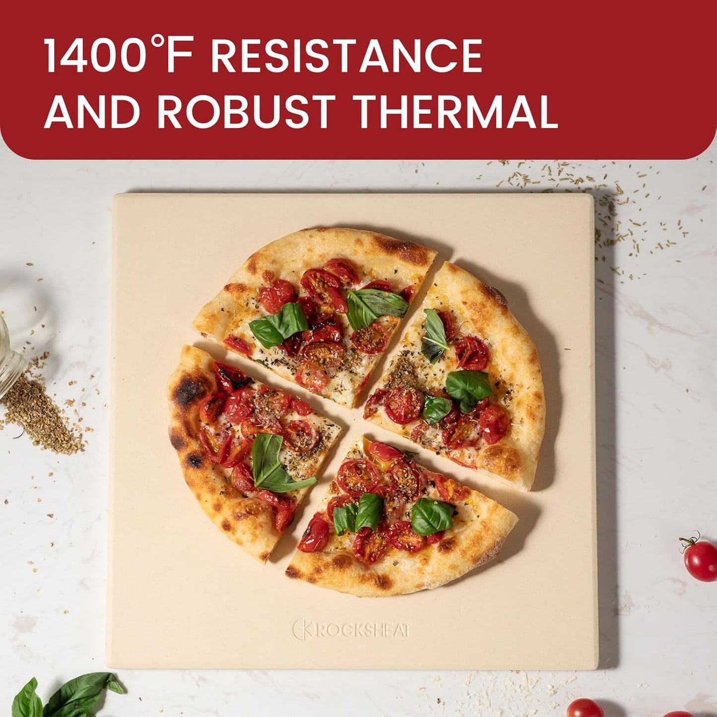 13.2" x 13.2" x 0.6" Square Cordierite Pizza Baking Stone Perfectly Compatible for Ooni Karu 12 Pizza Oven