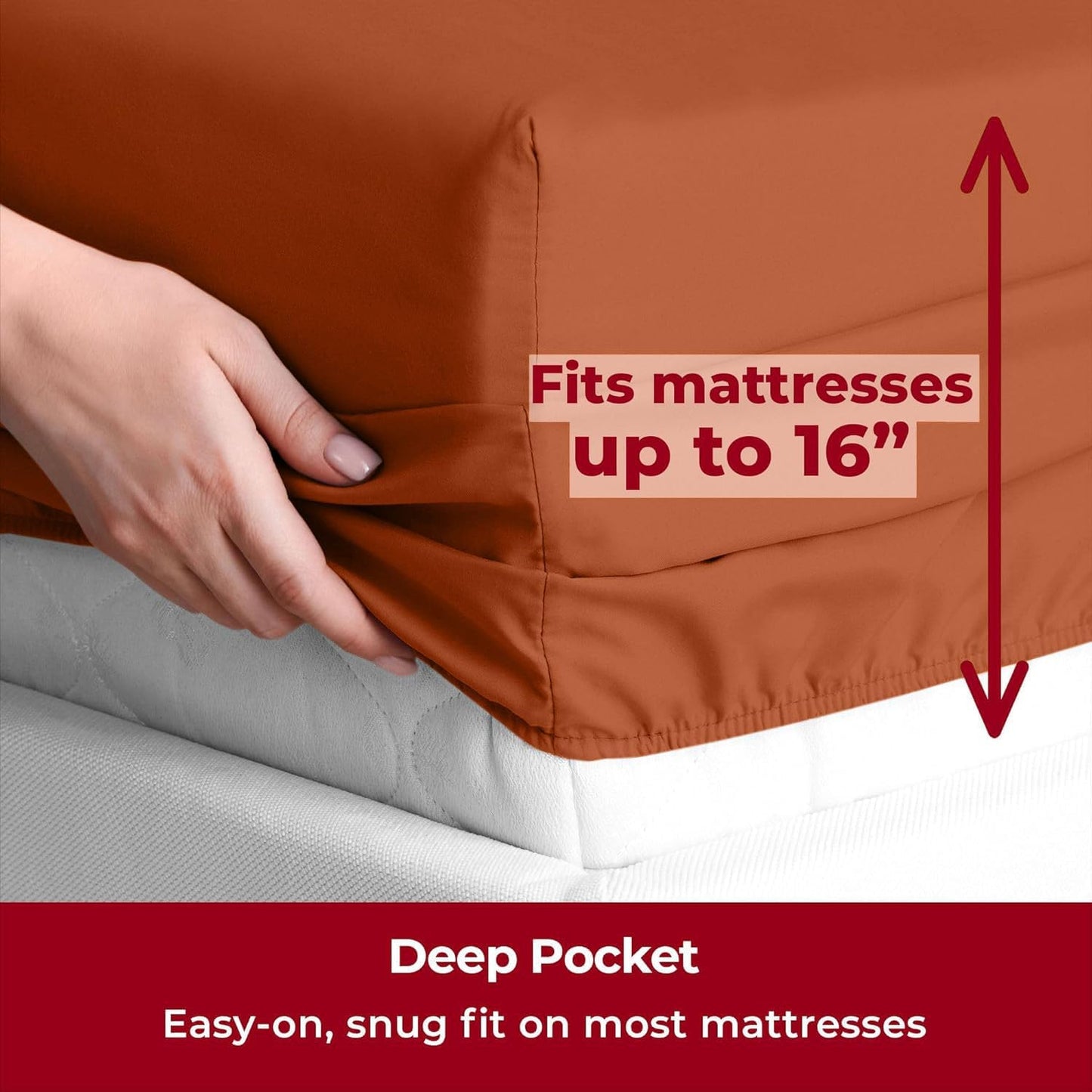 Mellanni Split King Sheets Set - 5 PC Iconic Collection Bedding - Hotel Luxury, Extra Soft, Cooling Bed Sheets - Wrinkle, Fade, Stain Resistant (Split King, Terracotta)