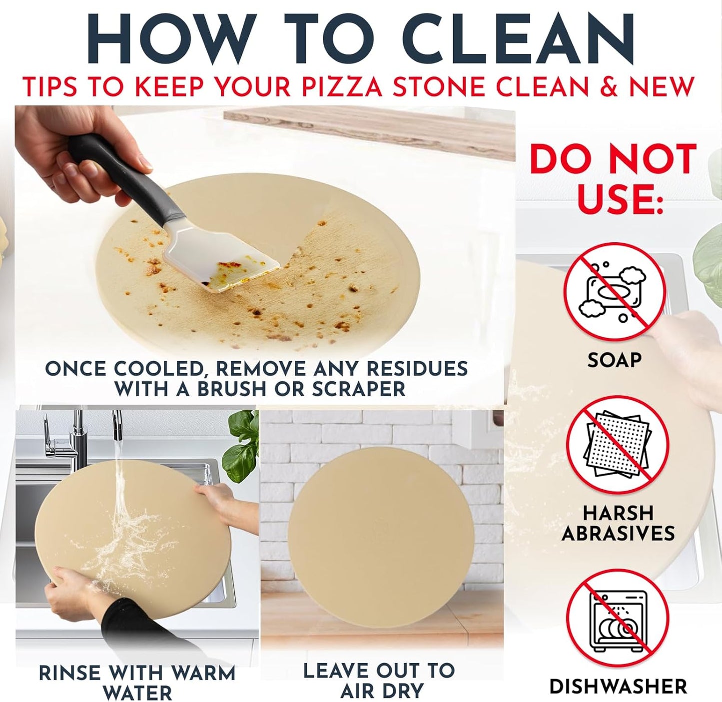 Culinary Couture 15 inch Round Pizza Stone for Oven - Large Pizza Stone for Grill, Cordierite Stones for Bread, Calzone, Cookies - Pizza Making Kit