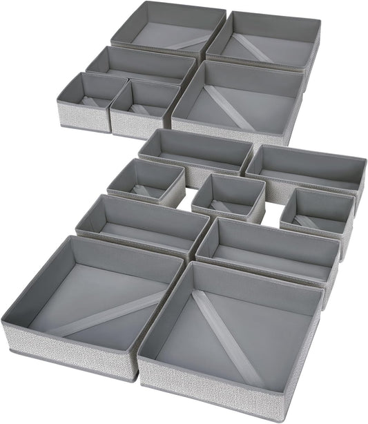 DIMJ Drawer Organizers Cloths, Closet Underwear Organizer, 15 Packs Foldable Closet Organizers, Sock Drawer Organizer, Fabric Dresser Drawer Dividers for Clothes Underwear Bras Socks