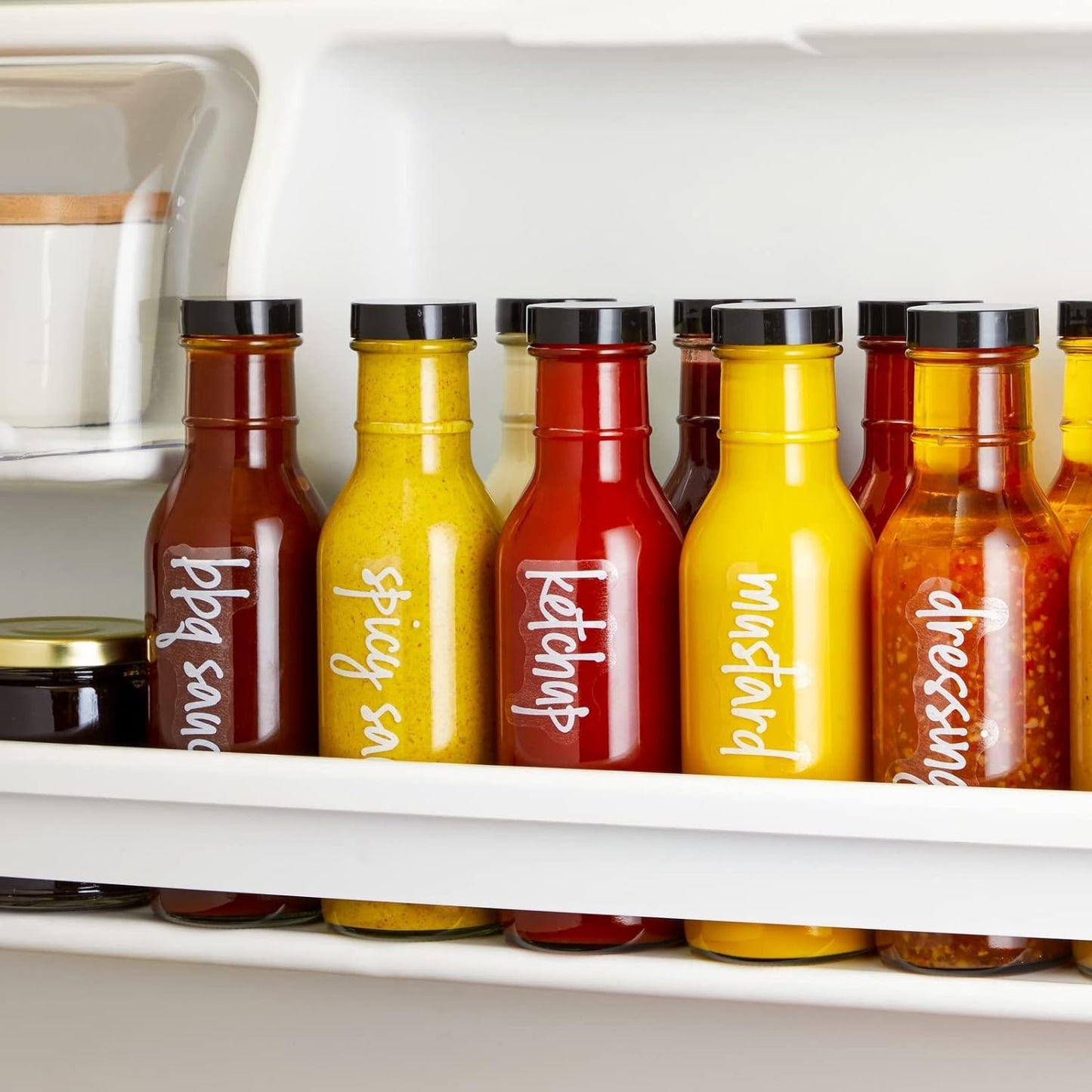 Talented Kitchen Labels for Oil Bottles & Vinegar Dispensers - 132-Count White Vinyl Glossy - Various Sizes - Oil Bottle Stickers & Condiment Labels for Kitchen Organization