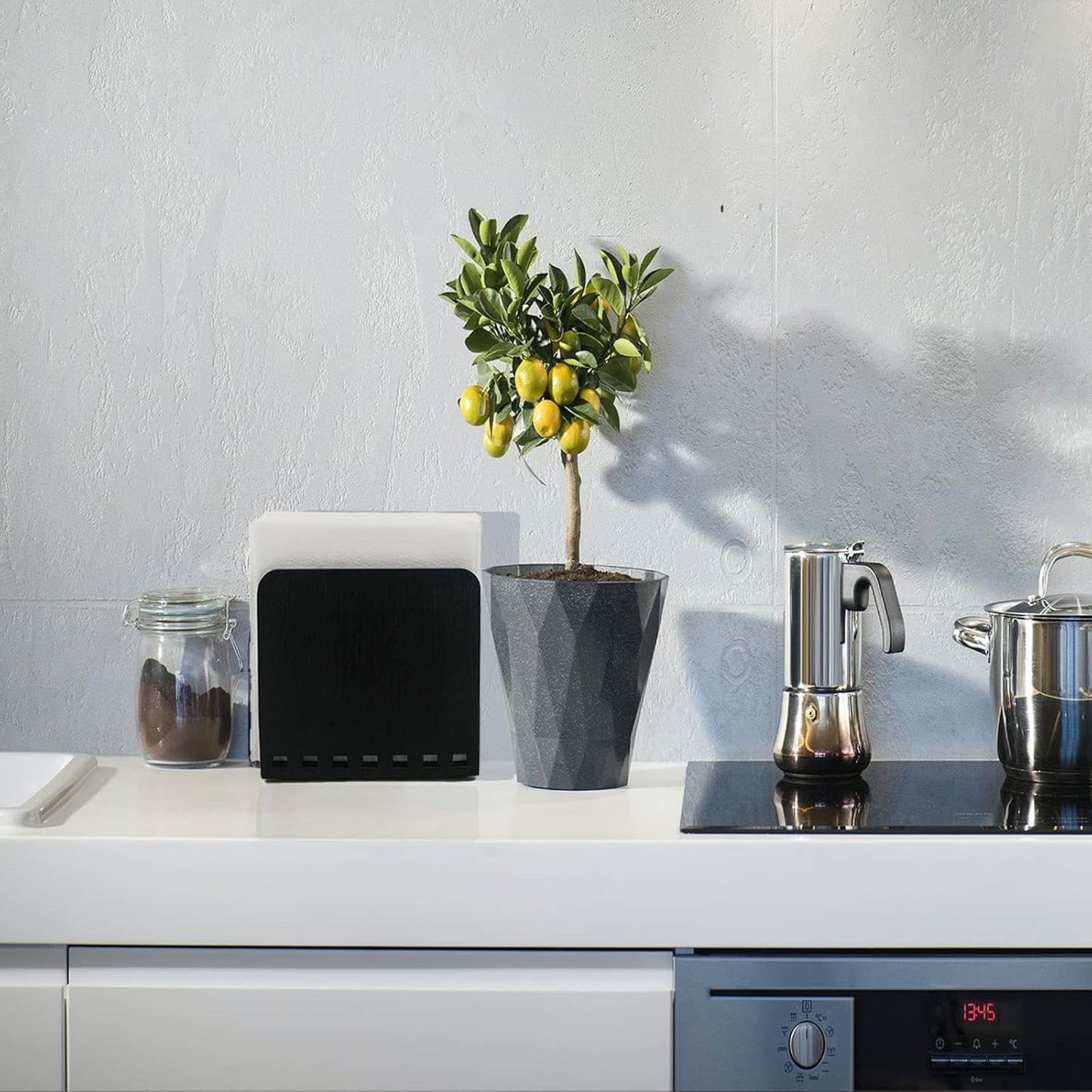 Bamboo Napkin Holder, Adjustable Wood Storage Rack for Dining Room, Picnic, Kitchen Table Indoor Outdoor - Dispenser for Table (Black)