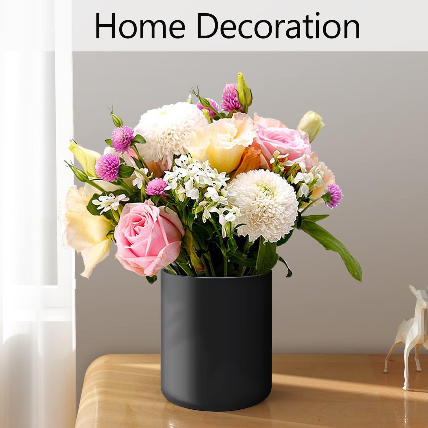 Black Kitchen Utensil Holder for Countertop, Matte Ceramic Utensils Crock for Kitchen Counter-top, Modern Spatula Holder, Cooking Utensil Holder Easy to Clean for Farmhouse 4.5×6.4 IN