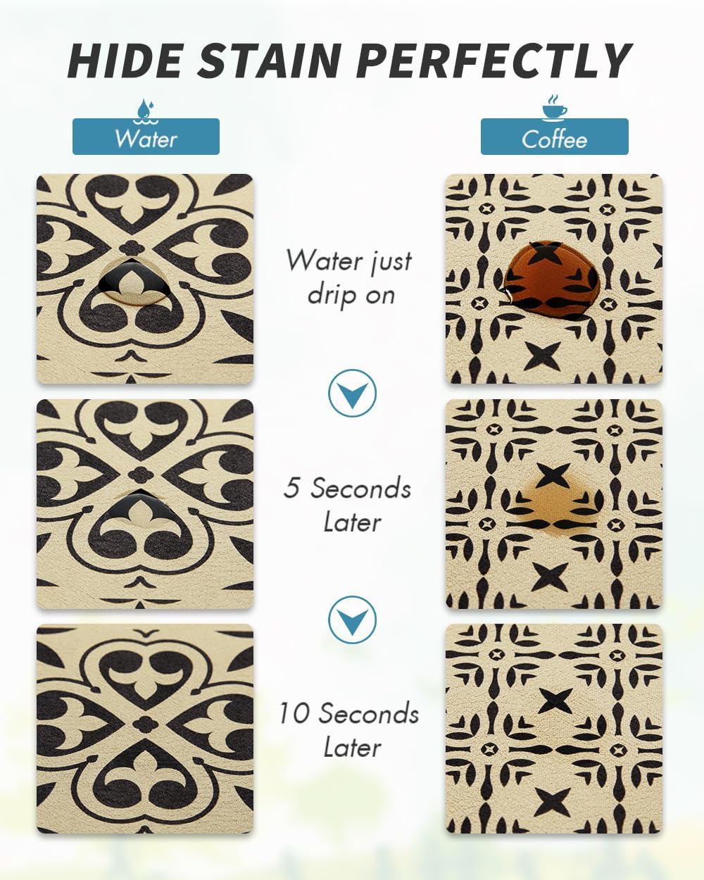 AMOAMI Coffee Mat - Hide Stain Rubber Backed Absorbent Dish Drying Mat for Kitchen Counter - Fits Under Coffee Maker - Khaki 12X19