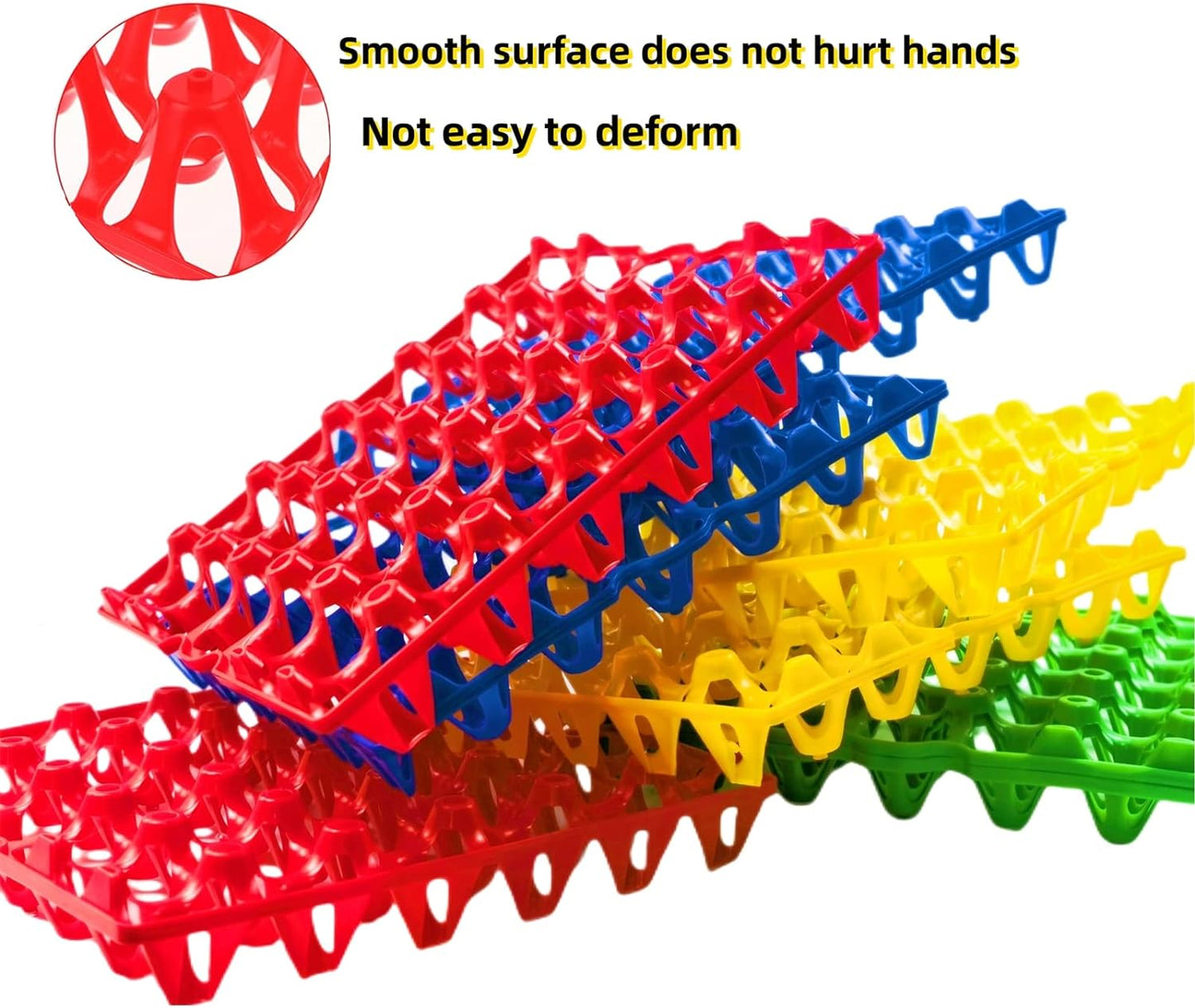 4-Pack Plastic Egg Tray Egg Crates 30-Egg Flats for Home Chicken Farmers, Stackable Egg Cartons Hold Multiple Eggs, Great for Storing, Sorting, and Shipping Eggs, Durable and Reusable (Red)