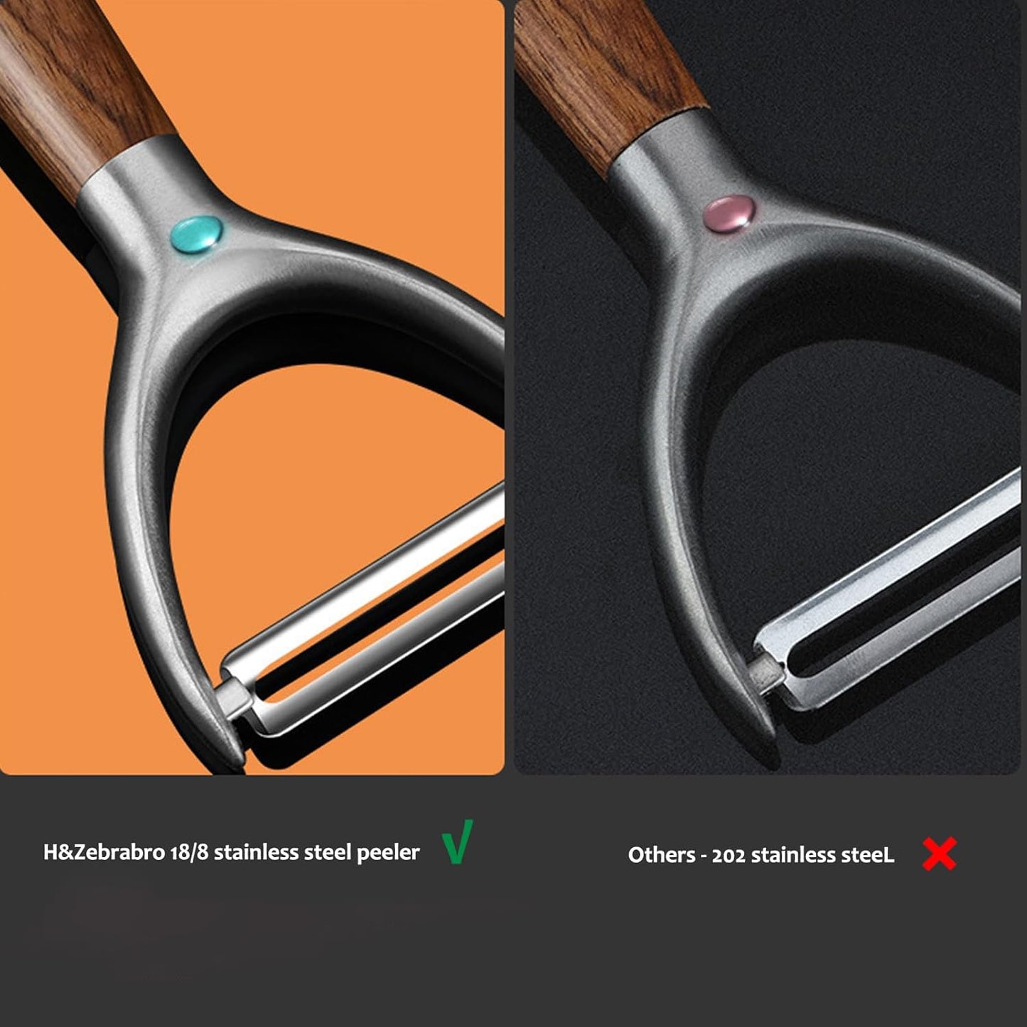 H&Zebrabro Heavy Duty Vegetable Peelers for Kitchen with 18/8 Stainless Sharp Blade Real Solid Handle, Y Shaped Potato Peeler, Fruit Veggie Peelers for Apple Carrot Cucumber Tomato, Kitchen Gadgets